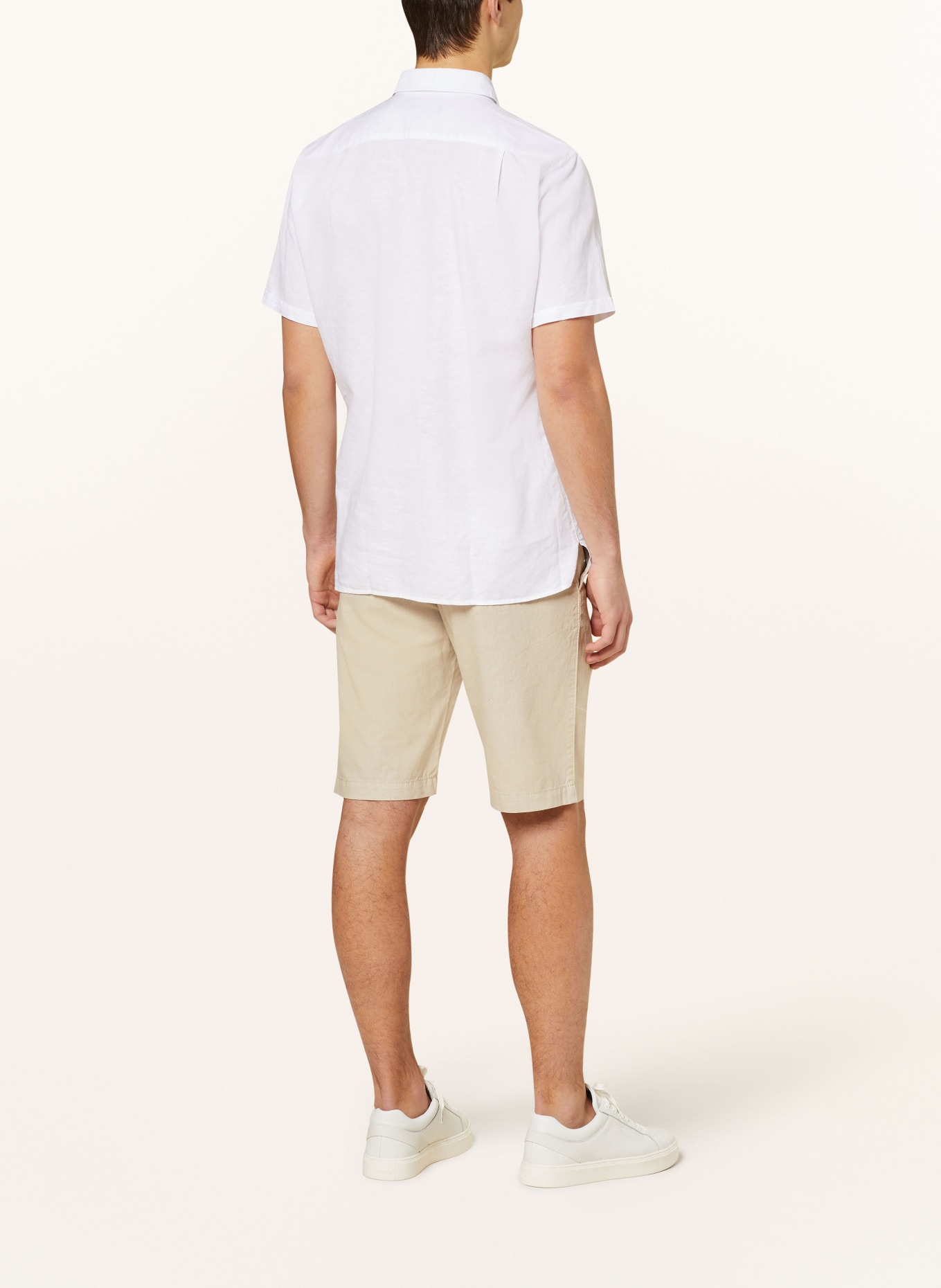 STROKESMAN'S Short sleeve shirt regular fit with linen, Color: WHITE (Image 3)