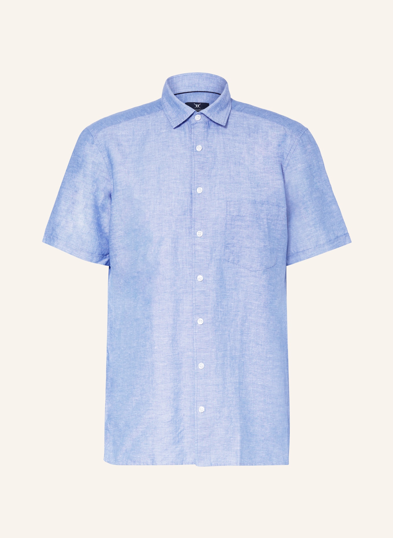 STROKESMAN'S Short sleeve shirt regular fit with linen, Color: BLUE (Image 1)