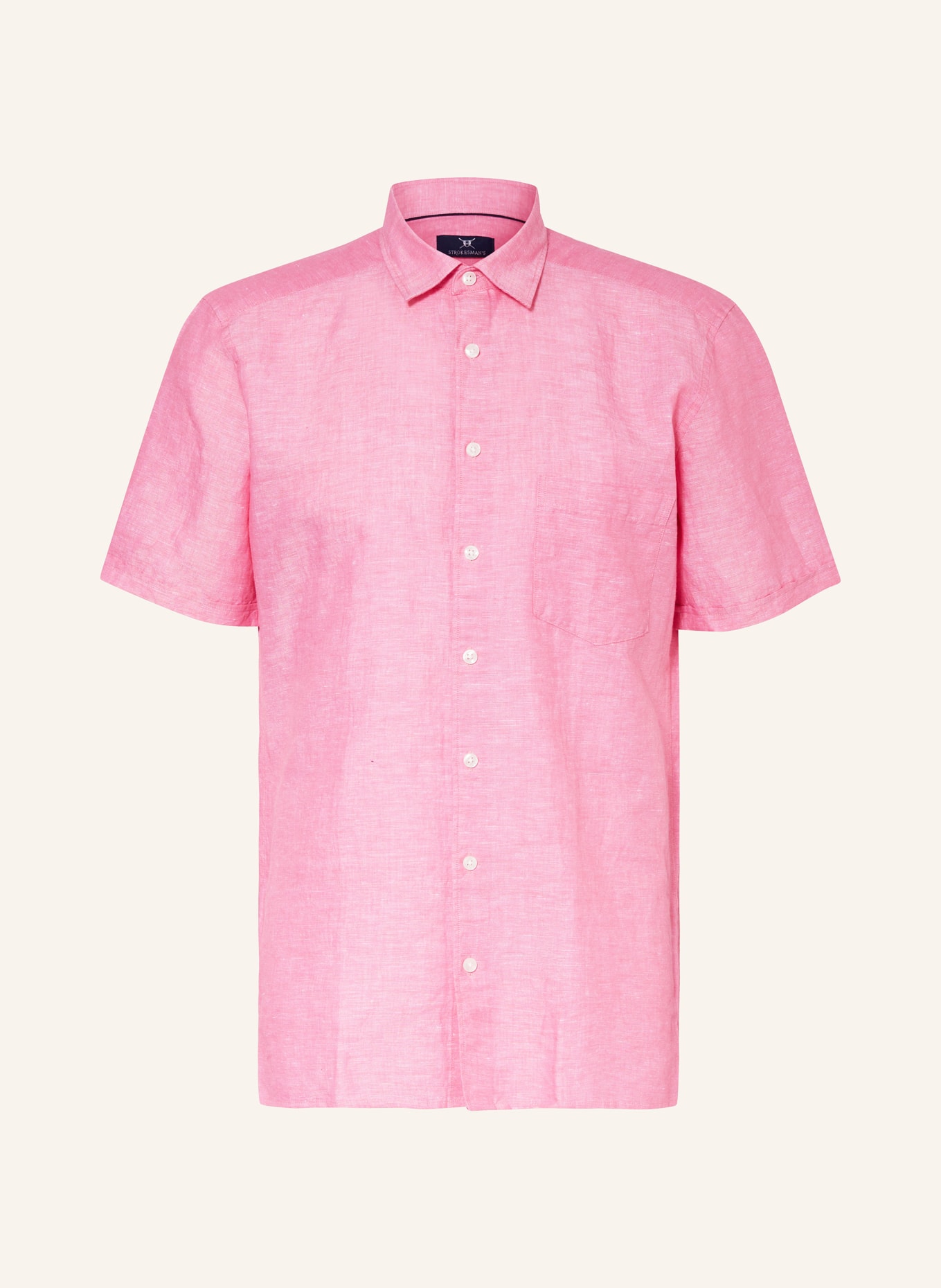 STROKESMAN'S Short sleeve shirt regular fit with linen, Color: PINK (Image 1)