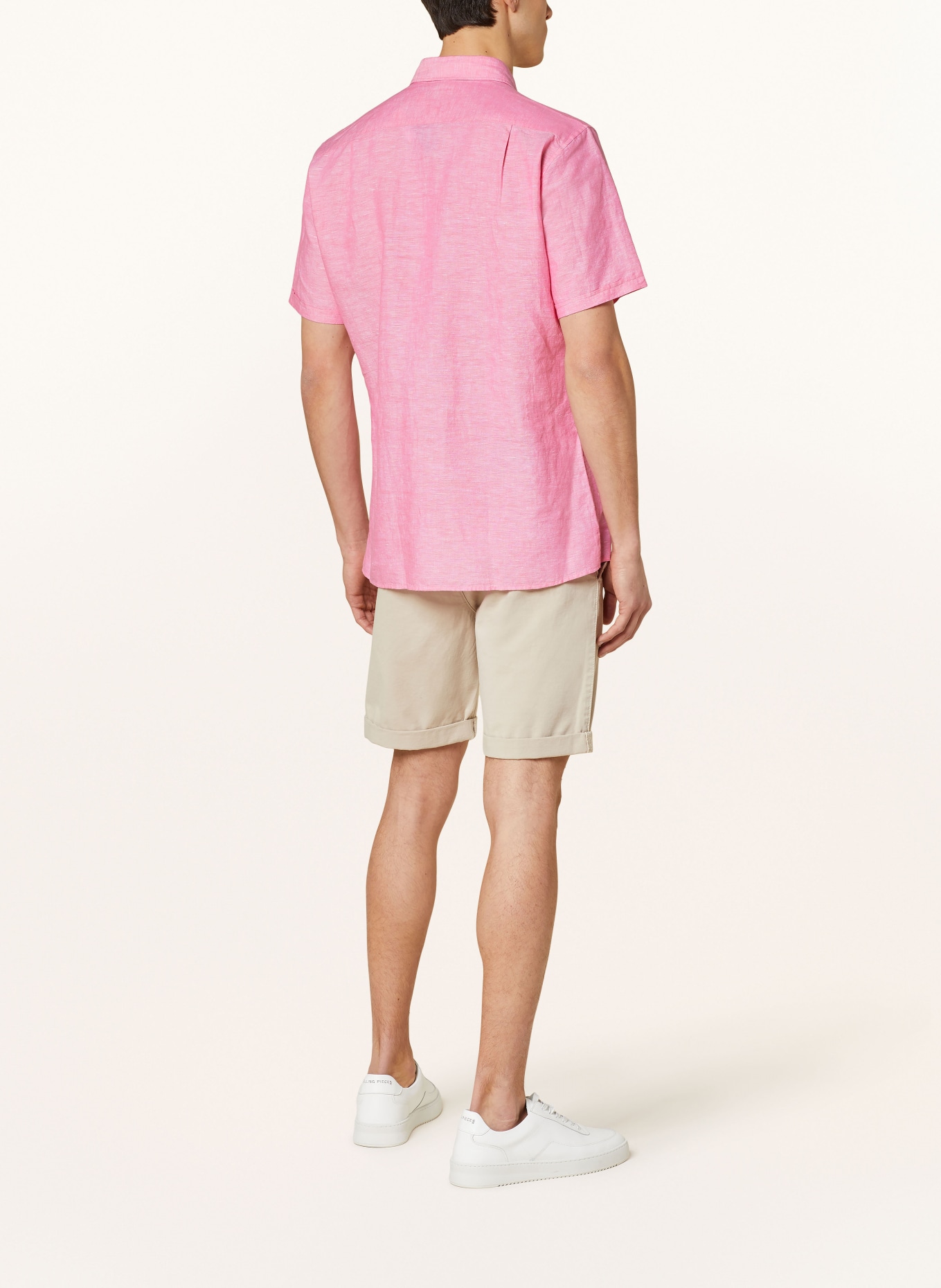 STROKESMAN'S Short sleeve shirt regular fit with linen, Color: PINK (Image 3)