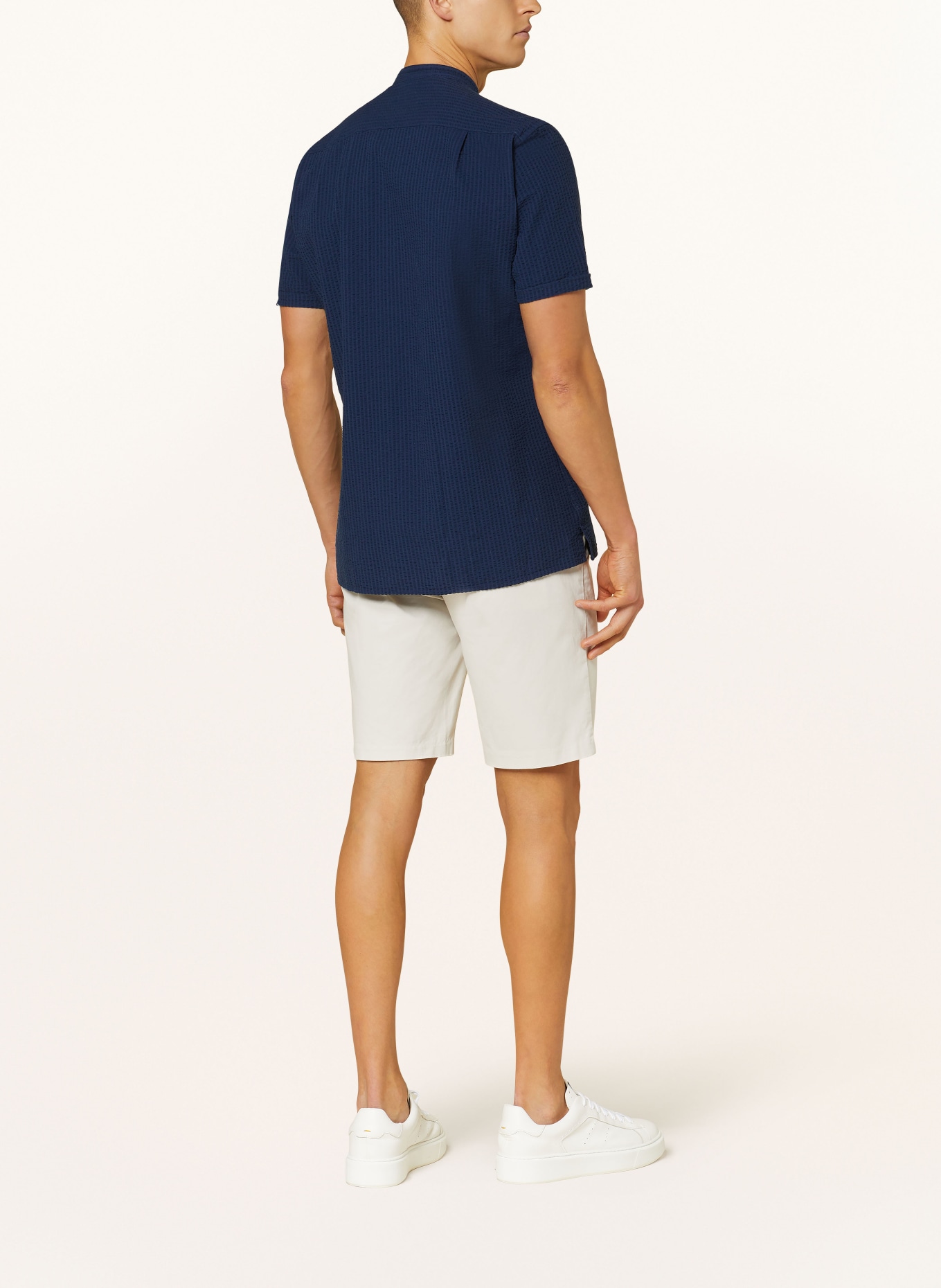 STROKESMAN'S Short sleeve shirt regular fit with stand-up collar, Color: DARK BLUE (Image 3)