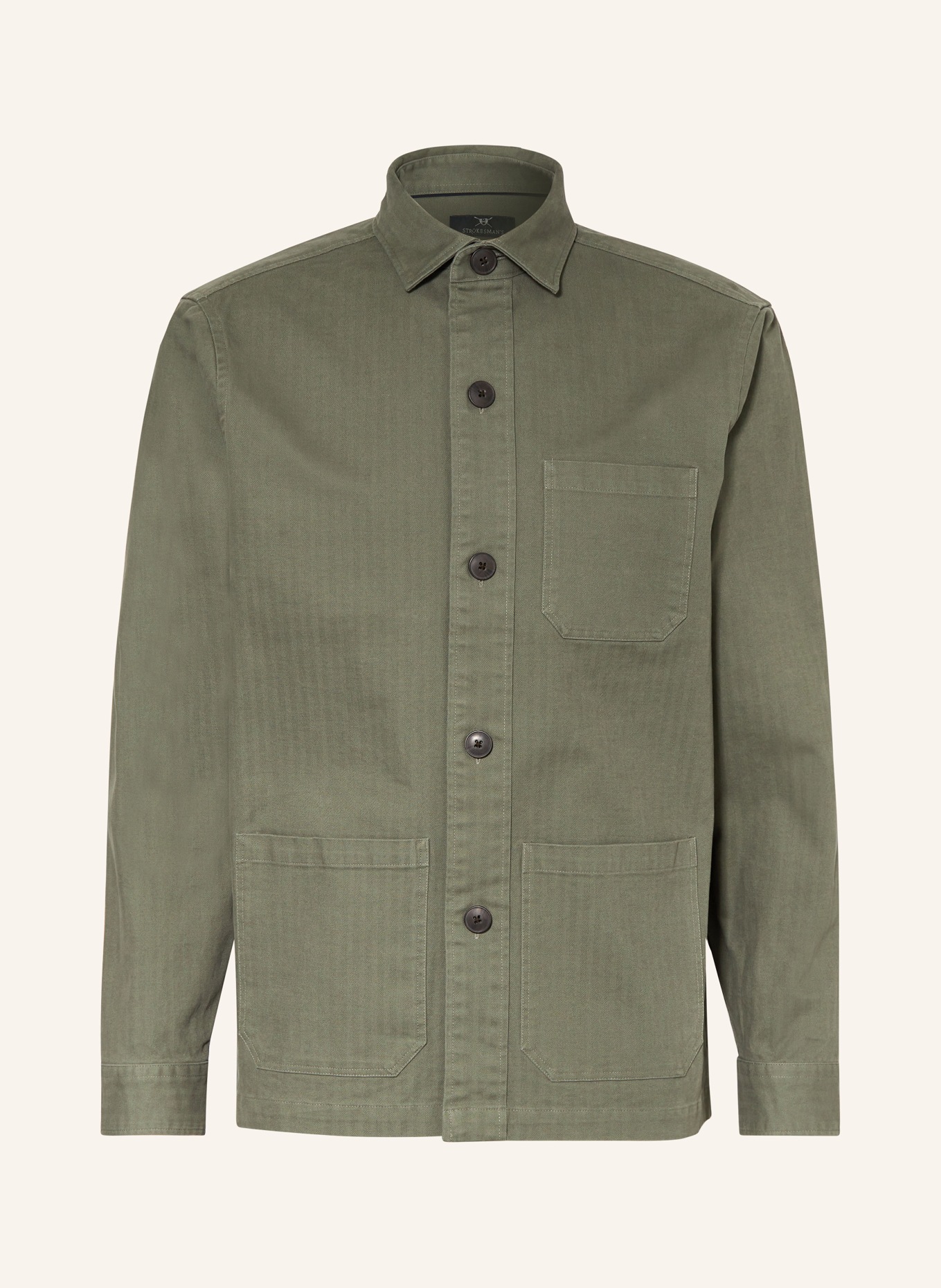 STROKESMAN'S Overshirt, Color: OLIVE (Image 1)