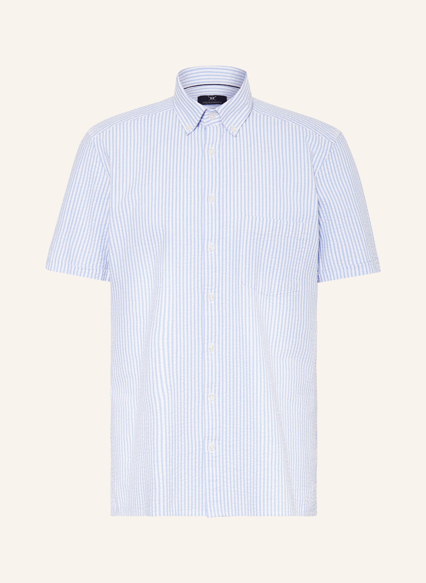STROKESMAN'S Kurzarm-Hemd Regular Fit, Farbe: WEISS/ HELLBLAU (Bild 1)
