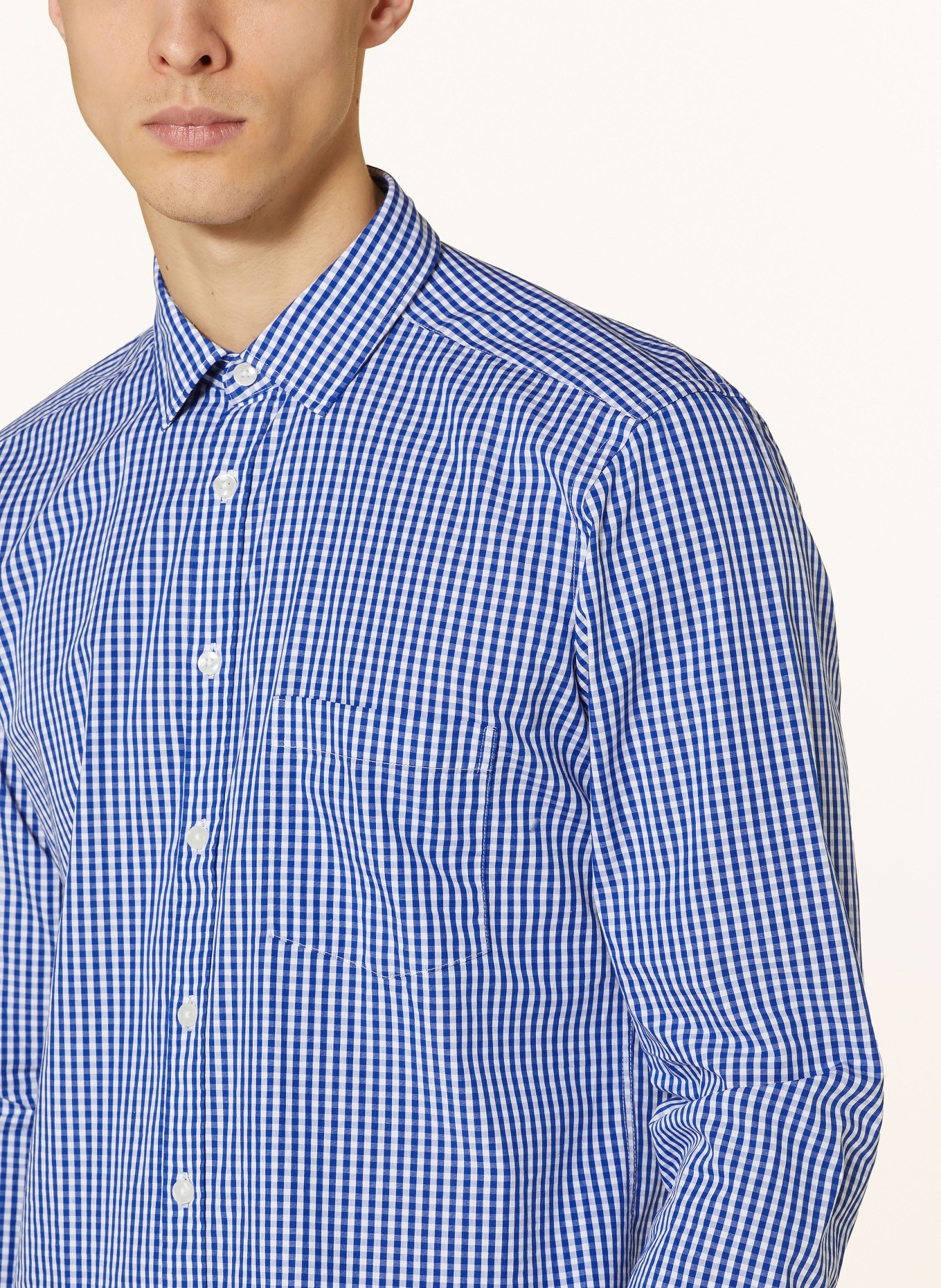 STROKESMAN'S Chemise coupe classique: BLANC / BLEU