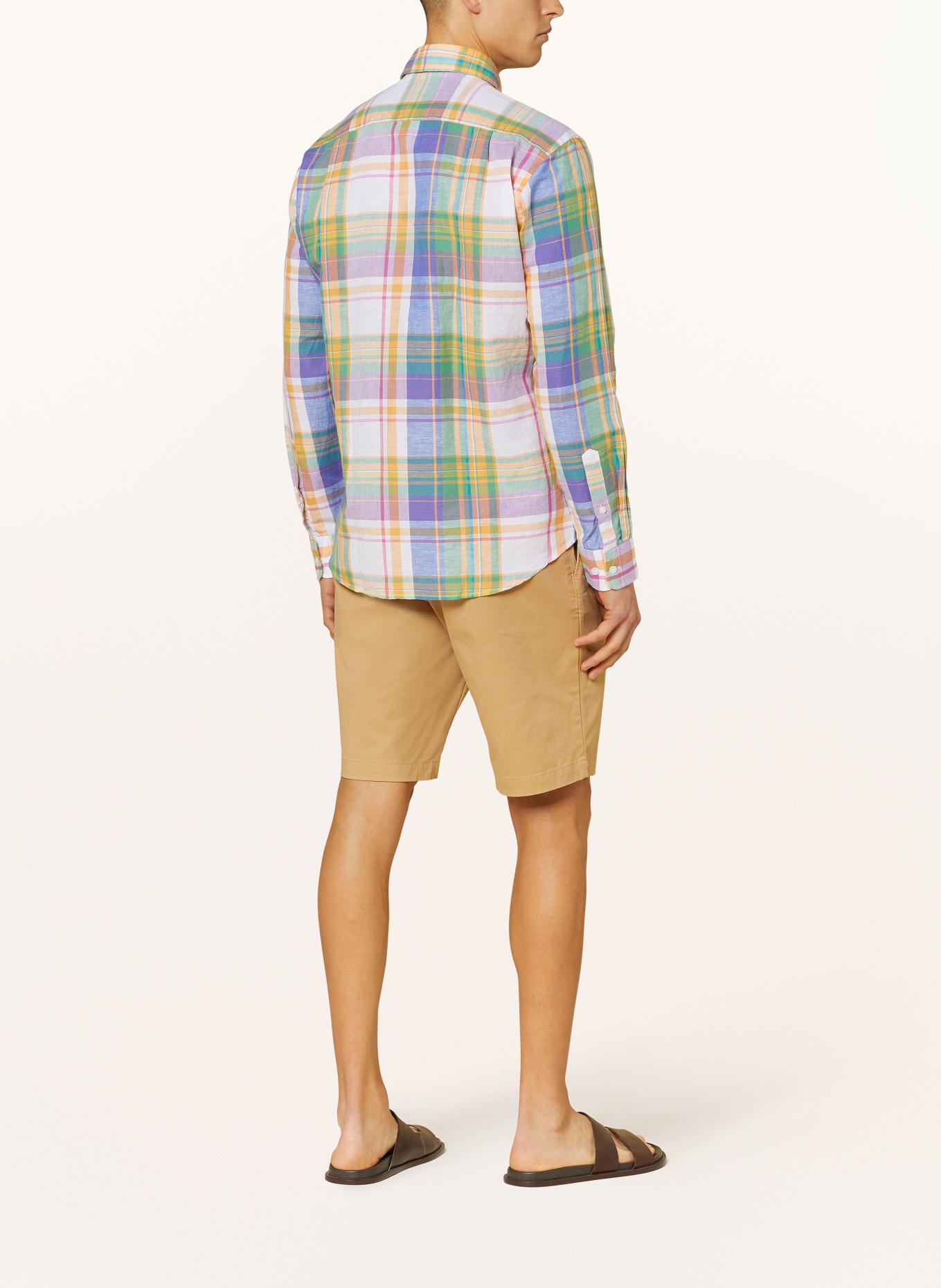 STROKESMAN'S Shirt regular fit with linen, Color: WHITE/ PURPLE/ ORANGE (Image 3)