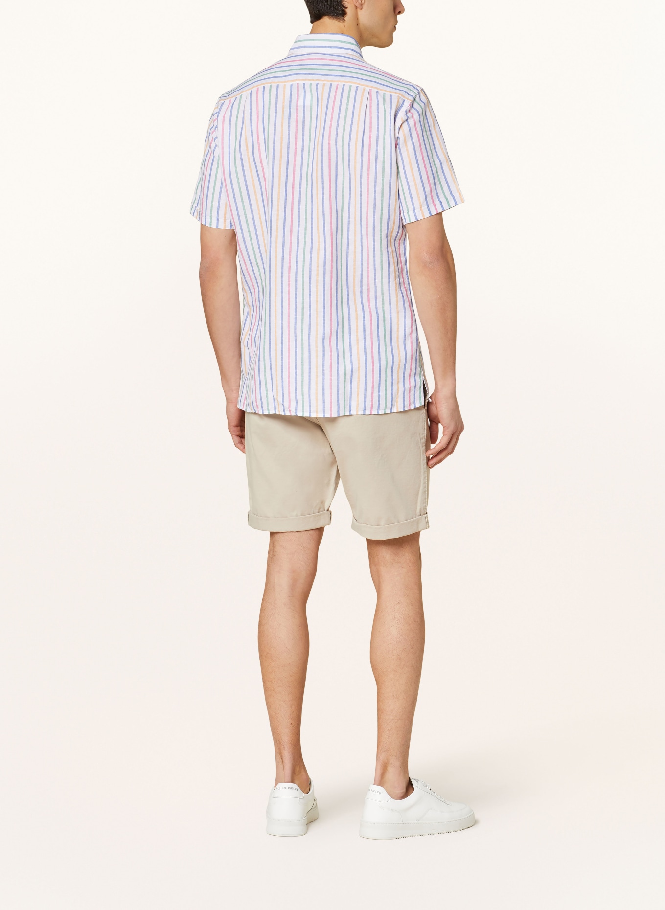 STROKESMAN'S Kurzarm-Hemd Regular Fit mit Leinen, Farbe: WEISS/ BLAU/ GRÜN (Bild 3)