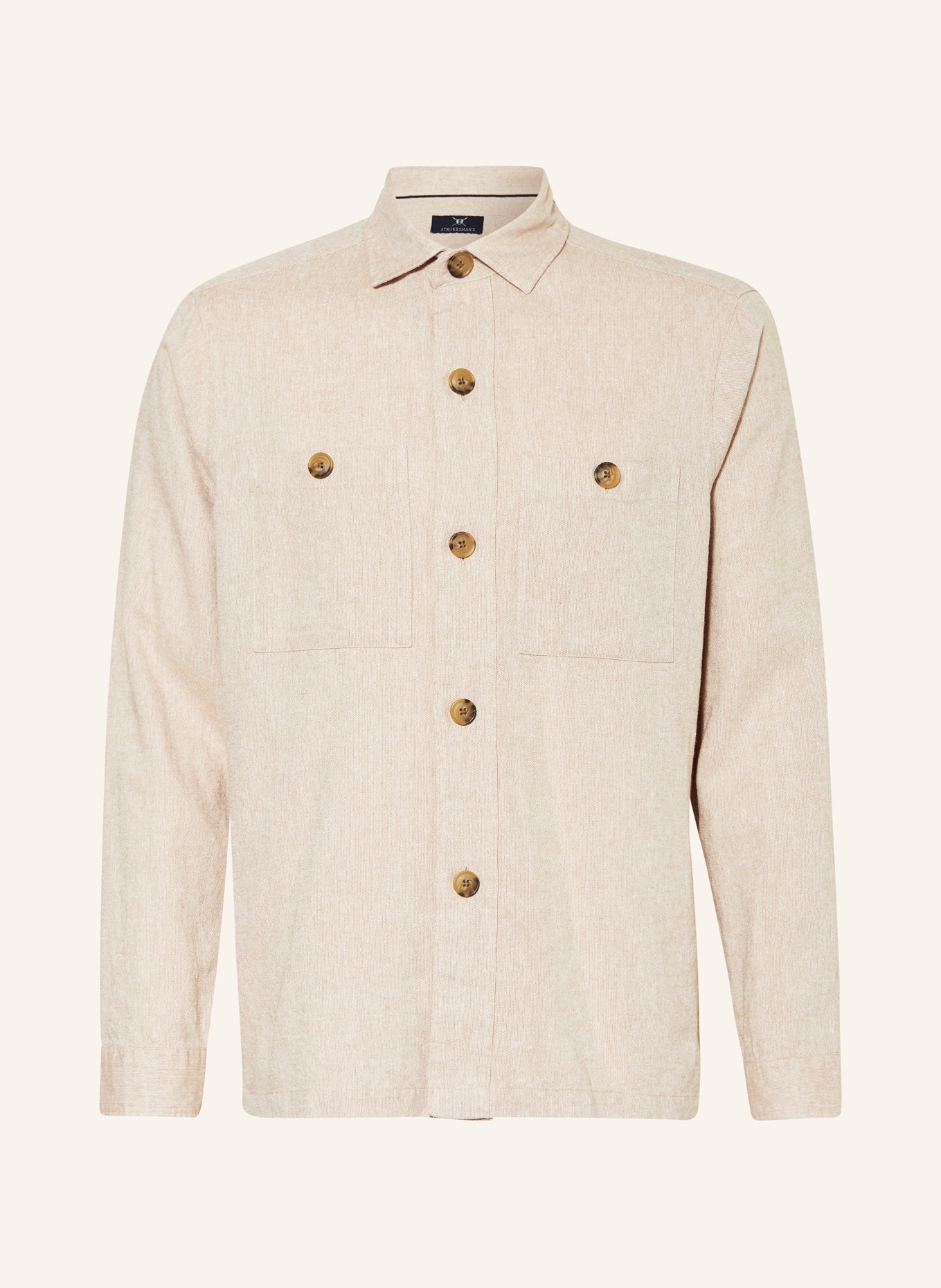 STROKESMAN'S Overshirt with linen, Color: BEIGE (Image 1)