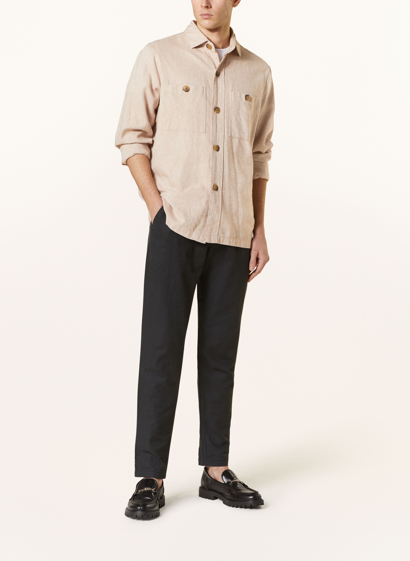 STROKESMAN'S Overshirt with linen, Color: BEIGE (Image 2)