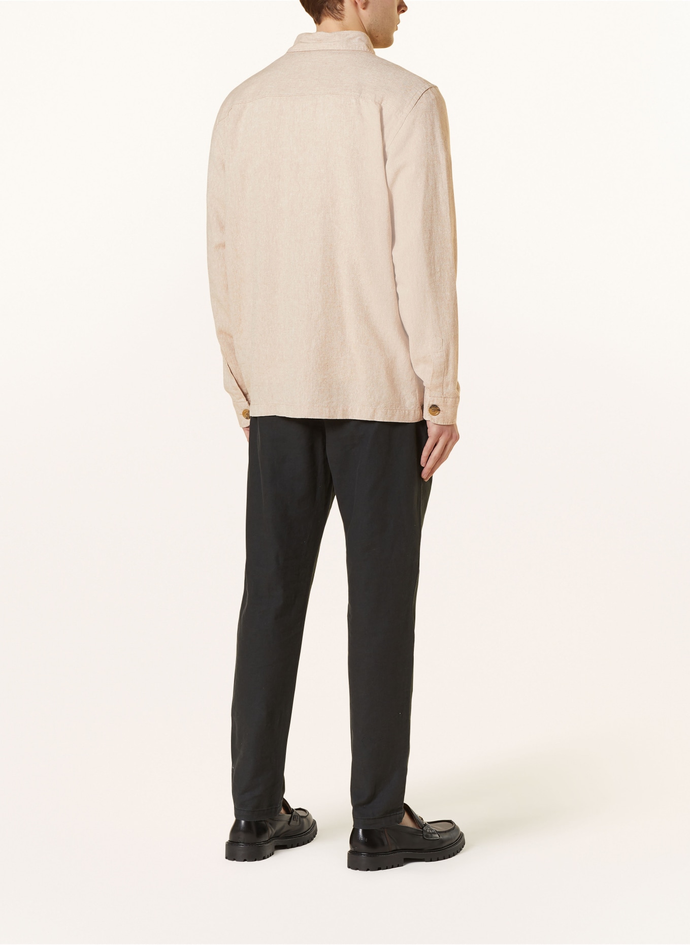 STROKESMAN'S Overshirt with linen, Color: BEIGE (Image 3)