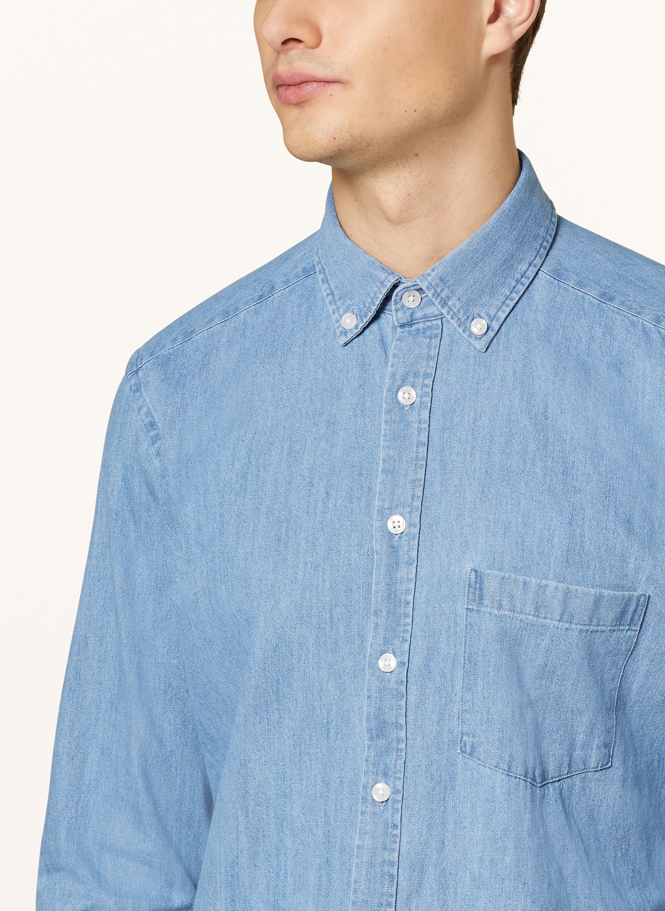 STROKESMAN'S Denim shirt regular fit, Color: BLUE (Image 4)