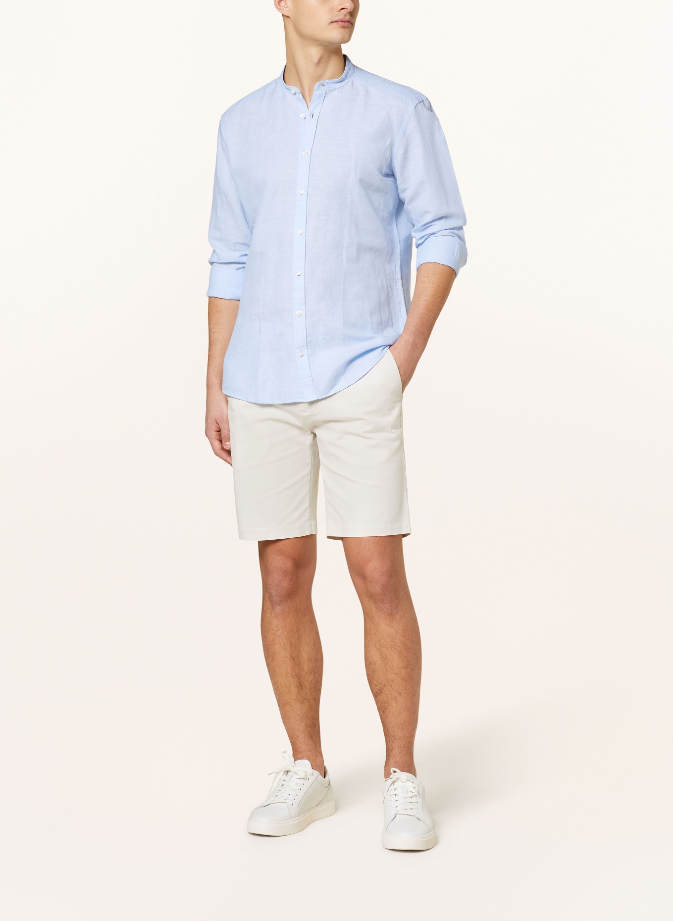 STROKESMAN'S Shirt regular fit with linen, Color: BLUE (Image 2)