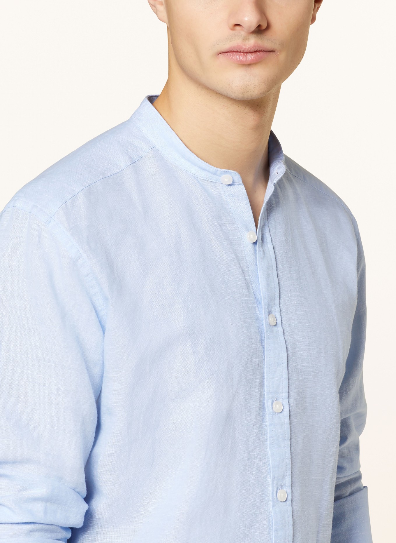 STROKESMAN'S Shirt regular fit with linen, Color: BLUE (Image 4)