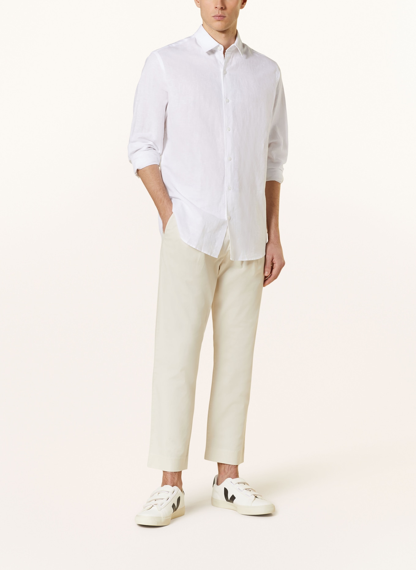 PAUL Shirt slim fit with linen, Color: WHITE (Image 2)