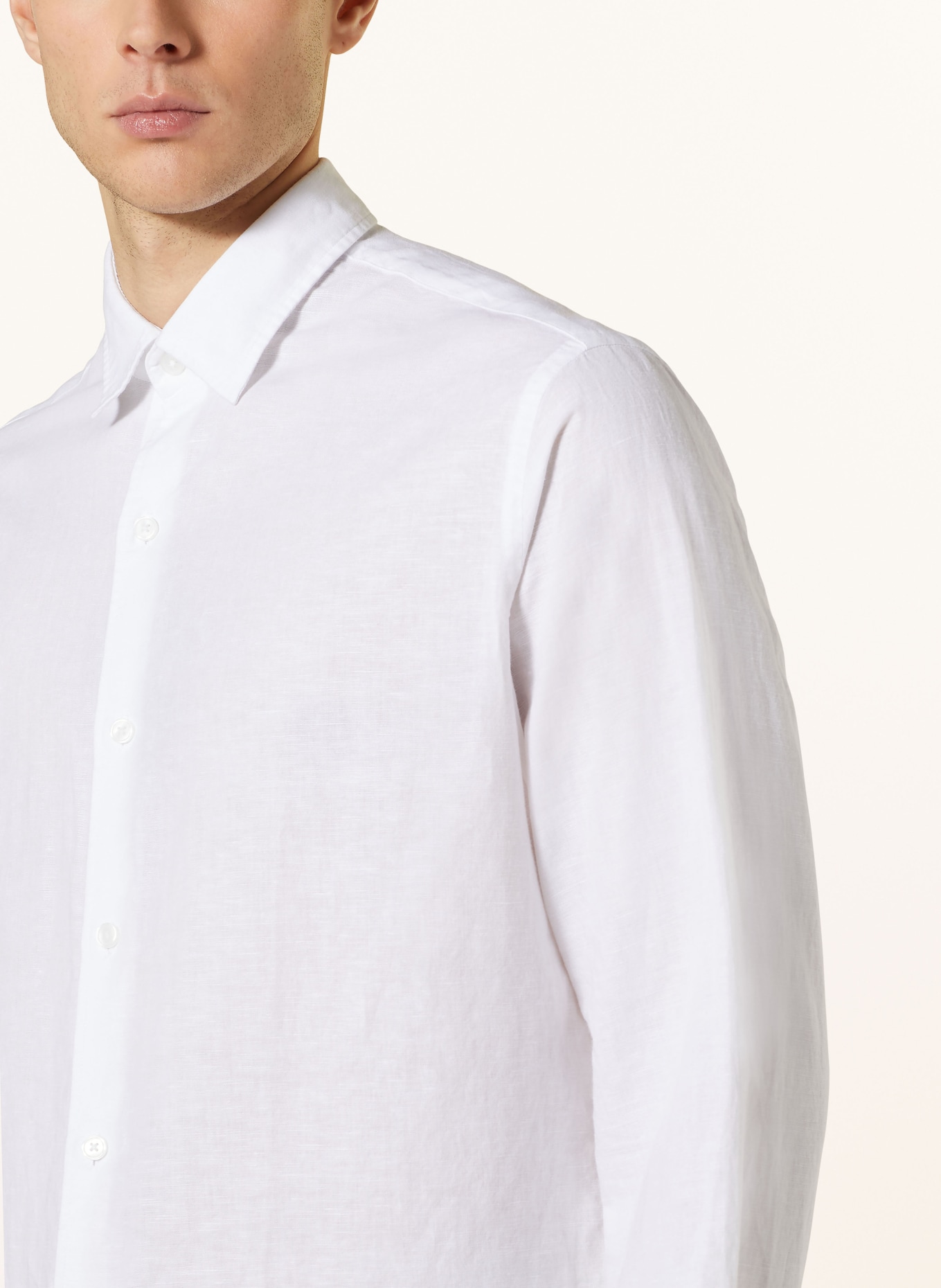 PAUL Shirt slim fit with linen, Color: WHITE (Image 4)