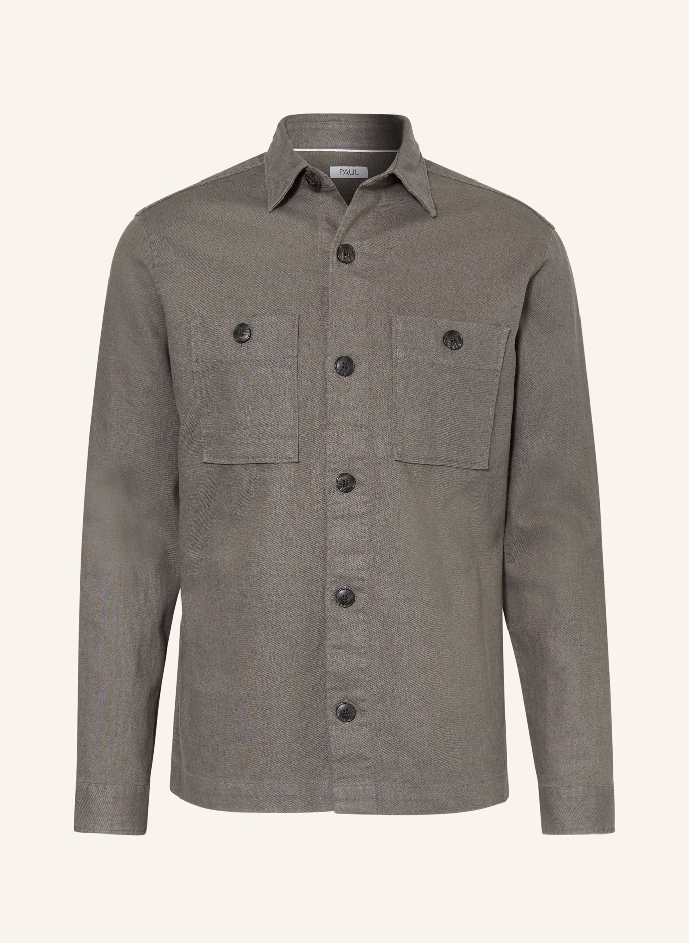 PAUL Overshirt with linen, Color: OLIVE (Image 1)