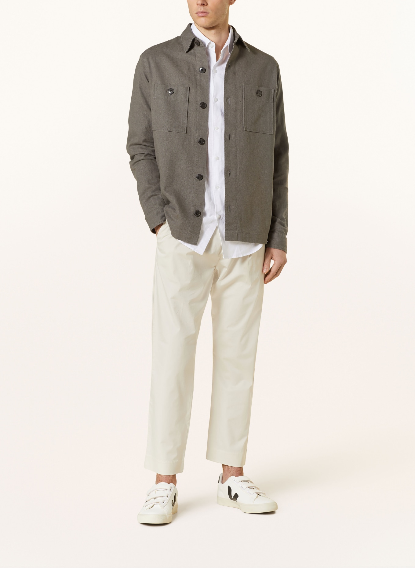 PAUL Overshirt with linen, Color: OLIVE (Image 2)
