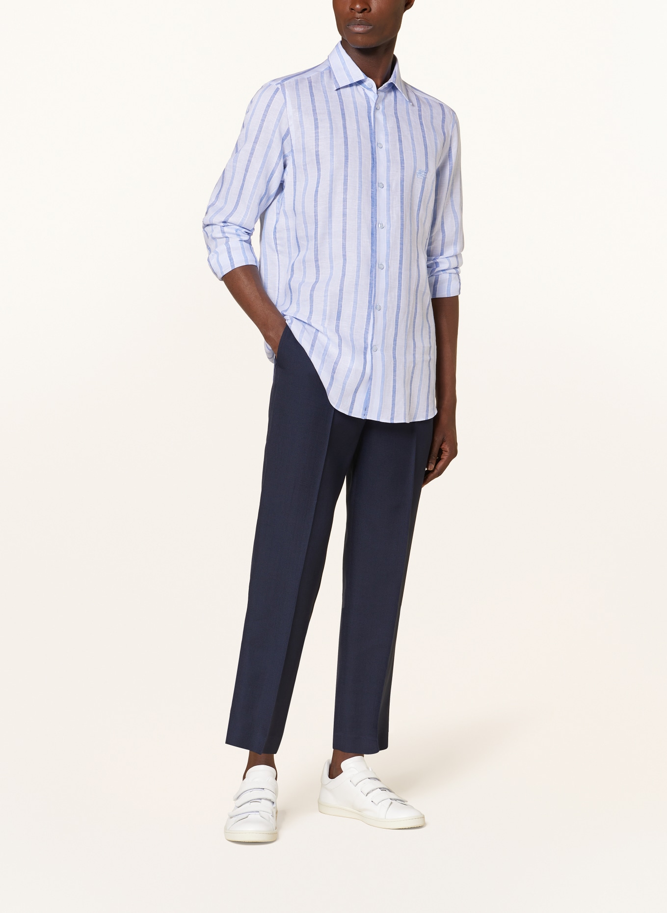 ETRO Linen shirt regular fit, Color: LIGHT BLUE/ BLUE (Image 2)