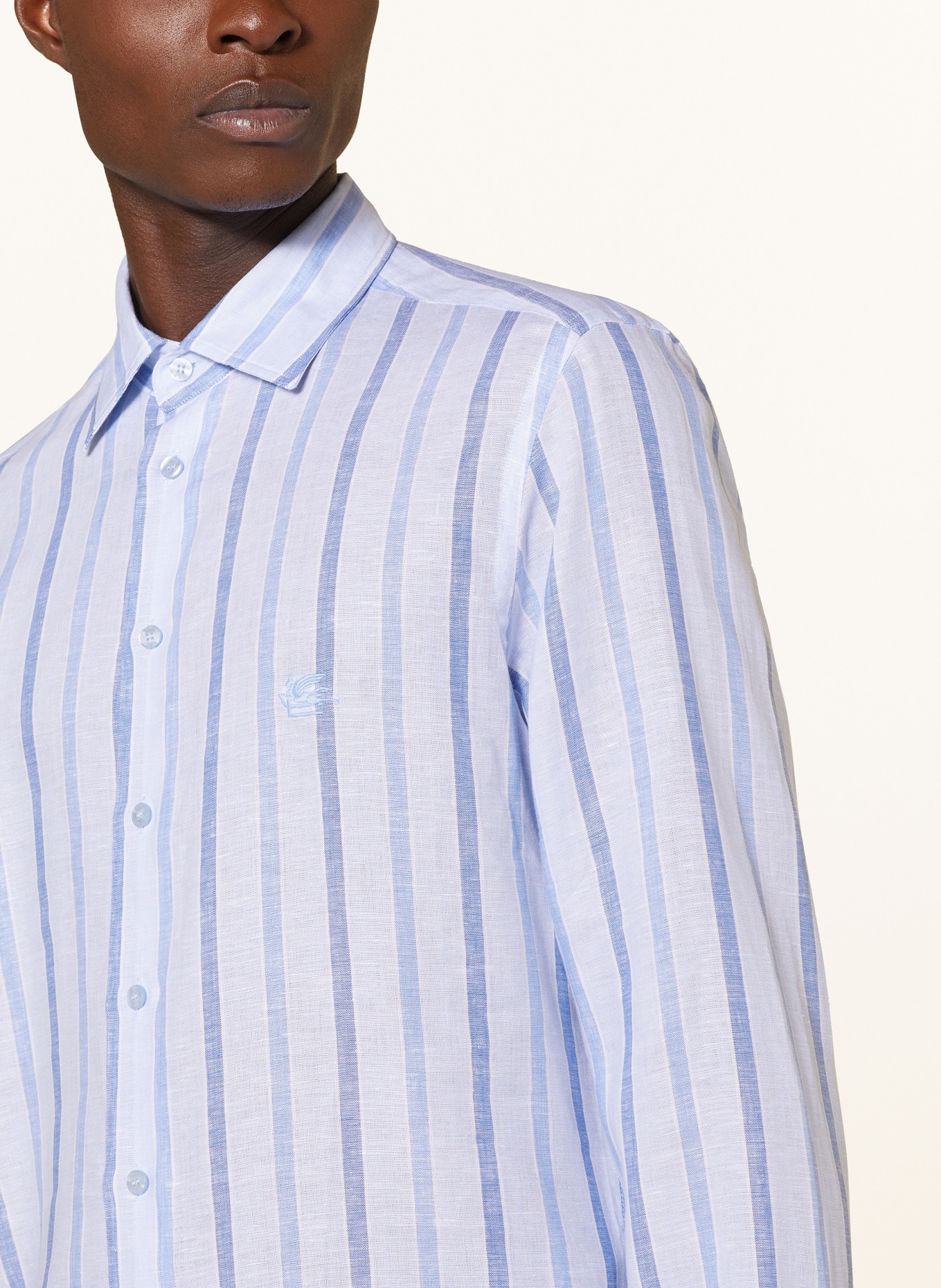 ETRO Linen shirt regular fit, Color: LIGHT BLUE/ BLUE (Image 4)