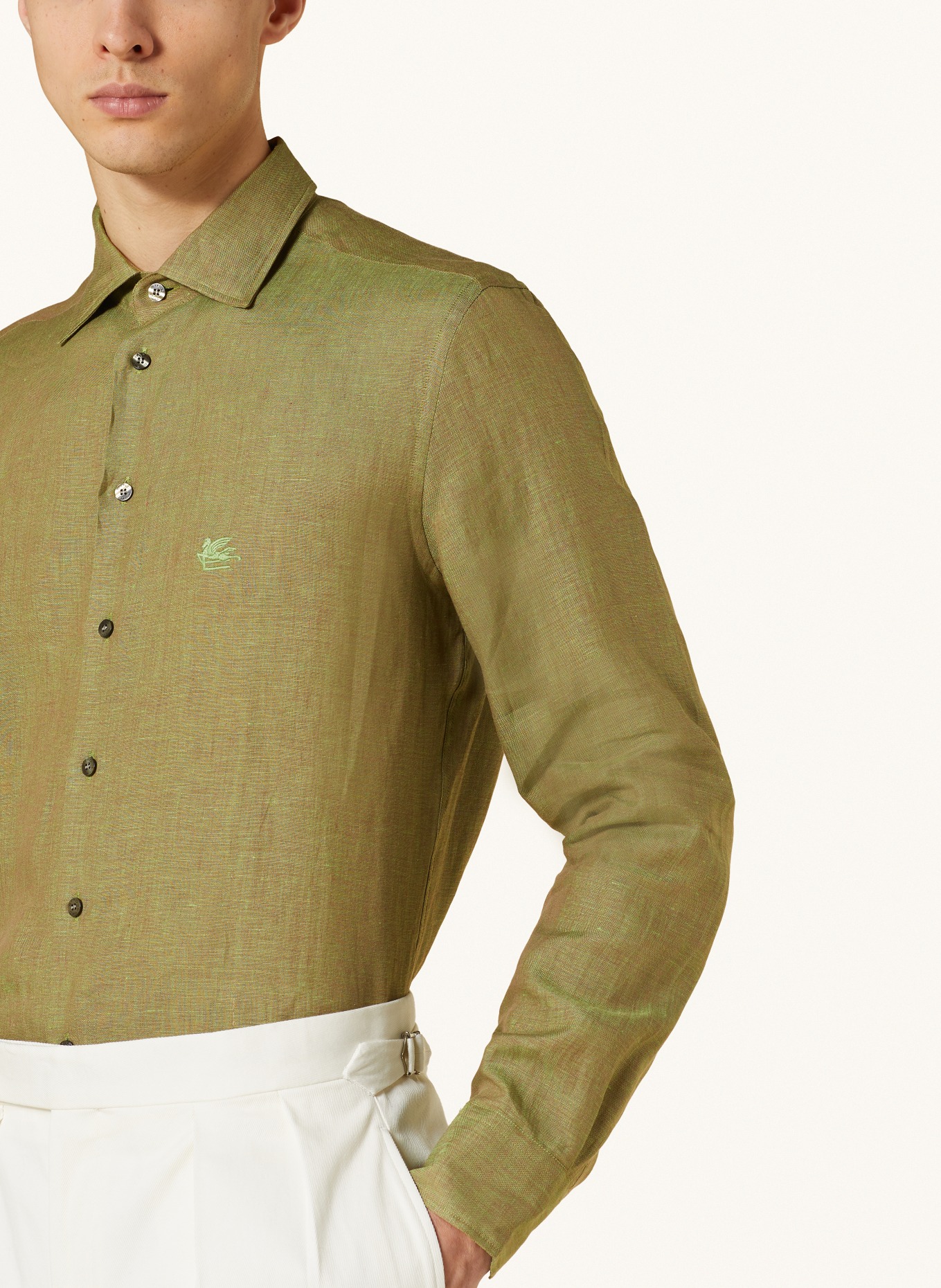 ETRO Linen shirt regular fit, Color: GREEN (Image 4)