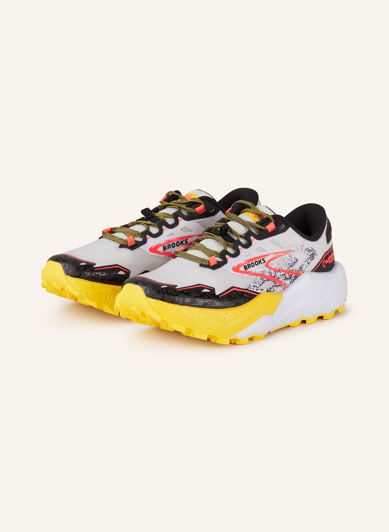 BROOKS Trail running shoes CALDERA 7, Color: LIGHT GRAY/ BLACK/ YELLOW (Image 1)