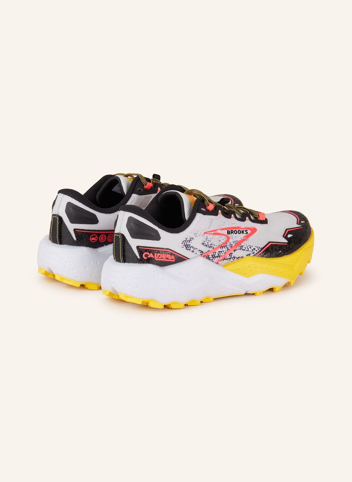 BROOKS Trail running shoes CALDERA 7, Color: LIGHT GRAY/ BLACK/ YELLOW (Image 2)