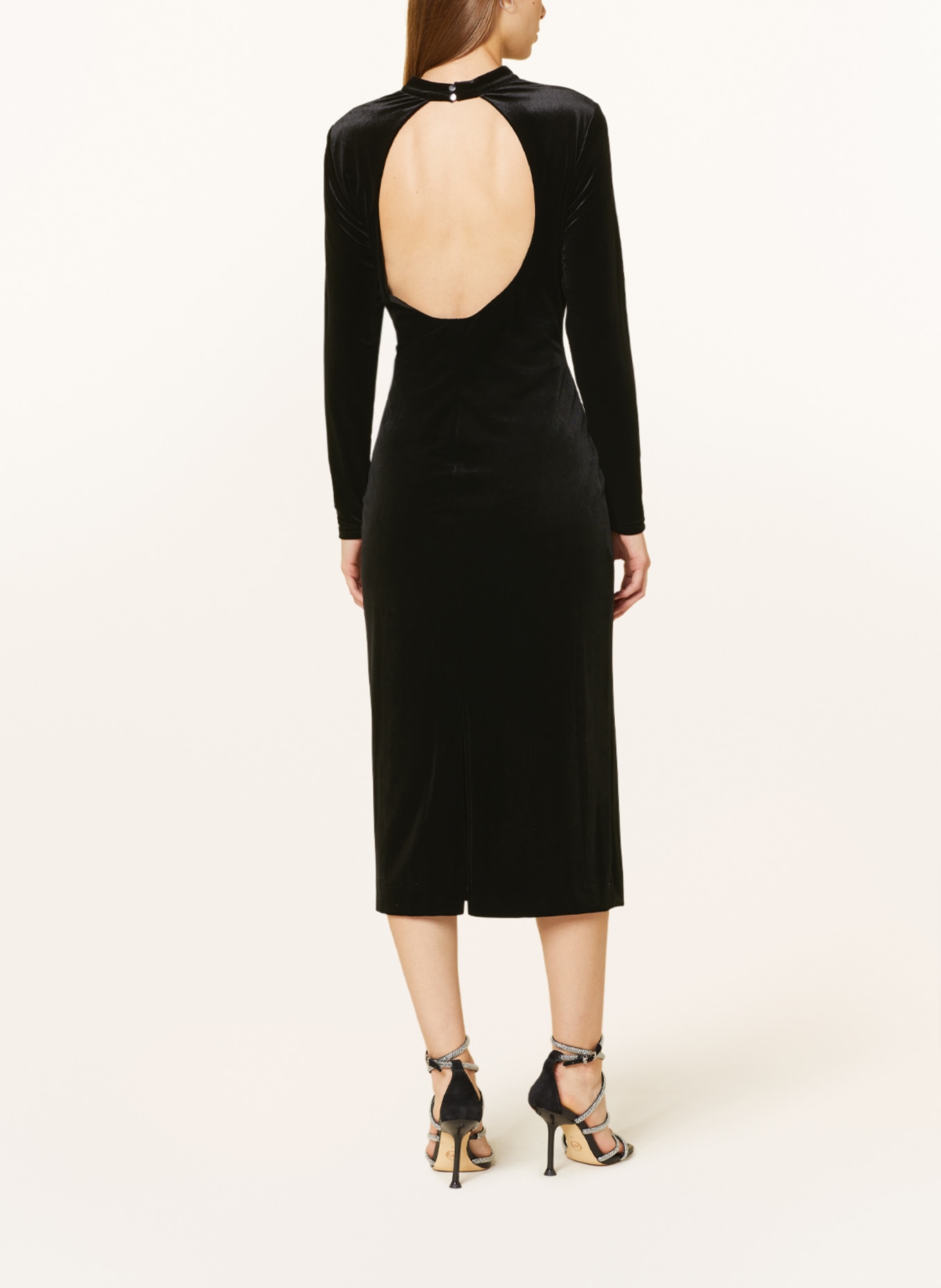 V by Vera Mont Velvet dress with cut-out, Color: BLACK (Image 3)