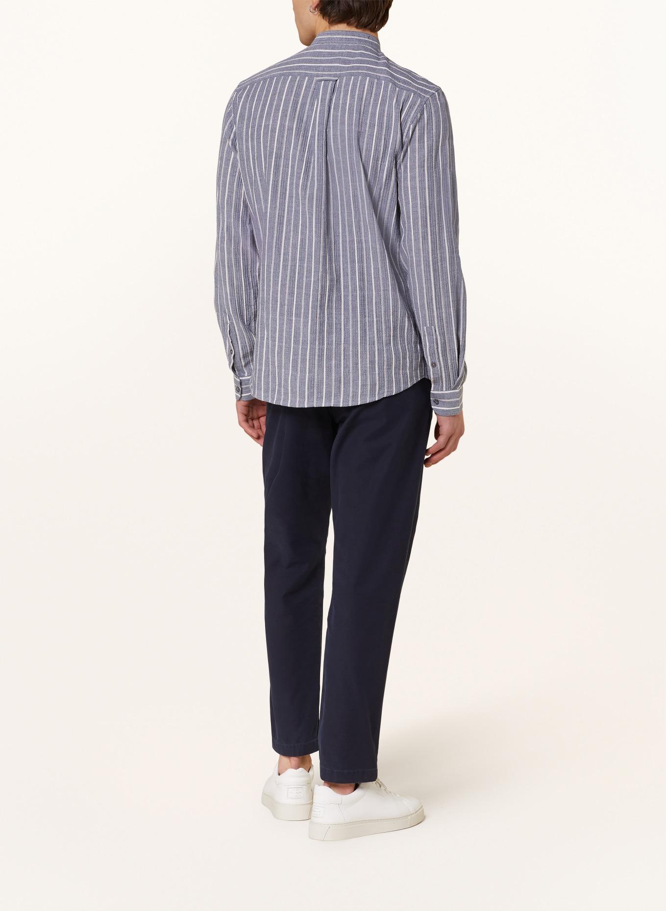 NOWADAYS Shirt slim fit with stand-up collar: BLUE GRAY / WHITE