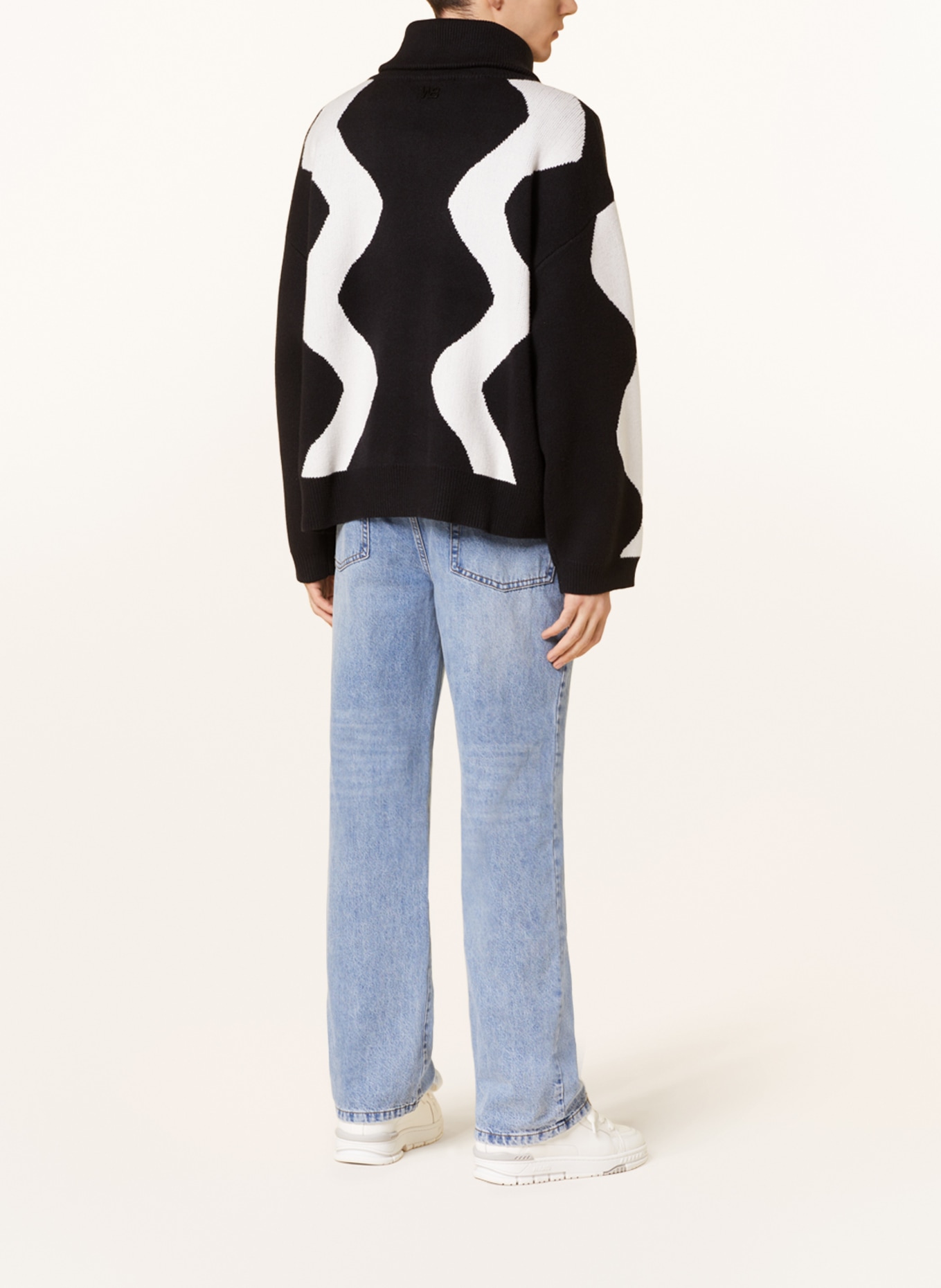 WRSTBHVR Half-zip sweater BILAL, Color: BLACK/ WHITE (Image 3)