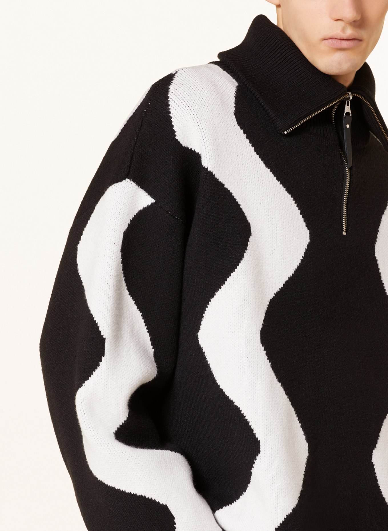 WRSTBHVR Half-zip sweater BILAL, Color: BLACK/ WHITE (Image 4)
