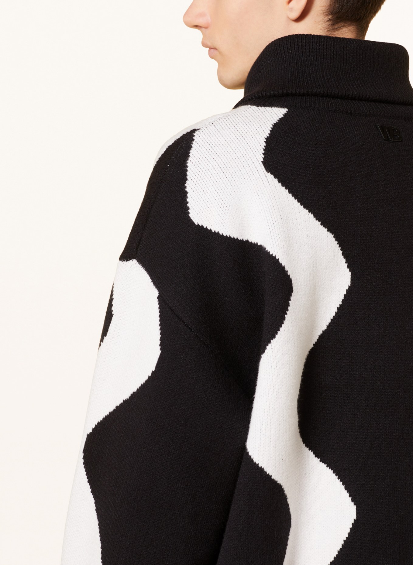 WRSTBHVR Half-zip sweater BILAL, Color: BLACK/ WHITE (Image 5)