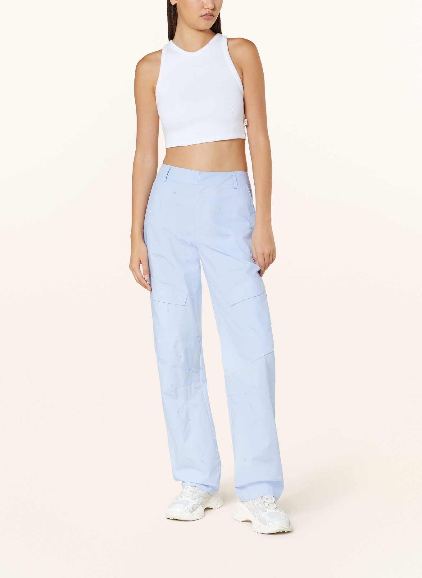 Dondup Cargo pants CAMILLA with decorative beads, Color: LIGHT BLUE (Image 2)