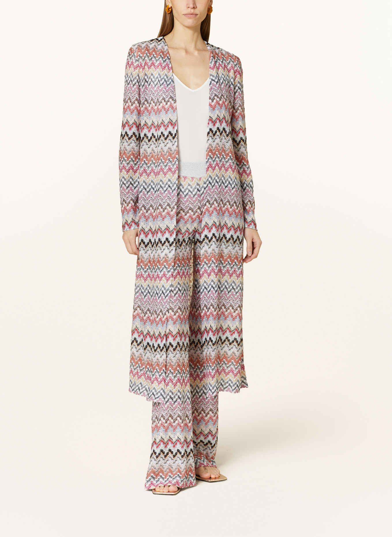 MISSONI Knit cardigan with glitter thread, Color: PINK/ BLACK/ WHITE (Image 2)
