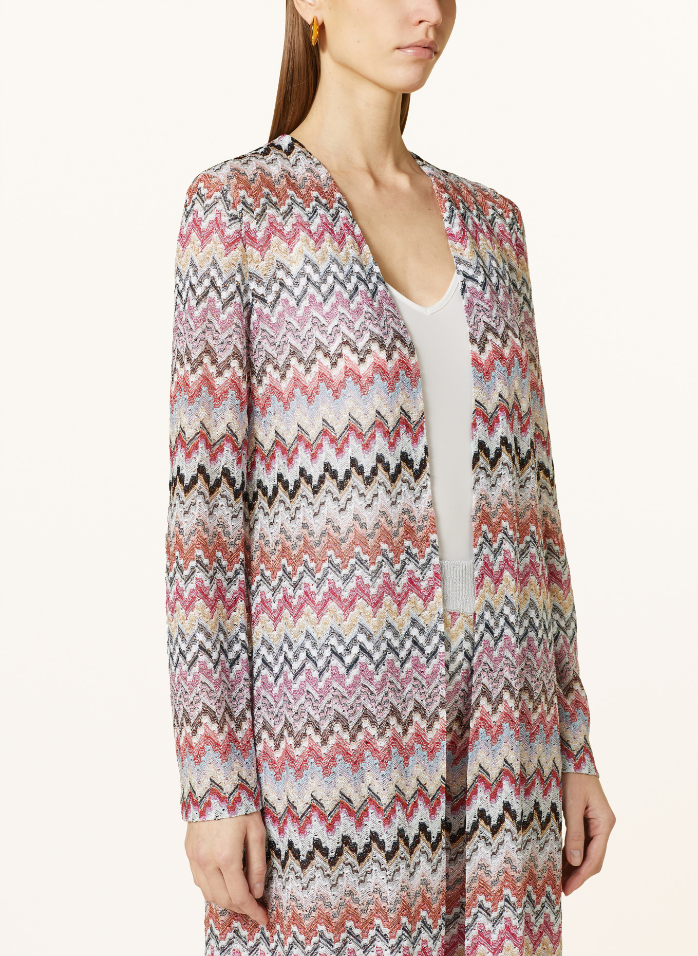 MISSONI Knit cardigan with glitter thread, Color: PINK/ BLACK/ WHITE (Image 4)