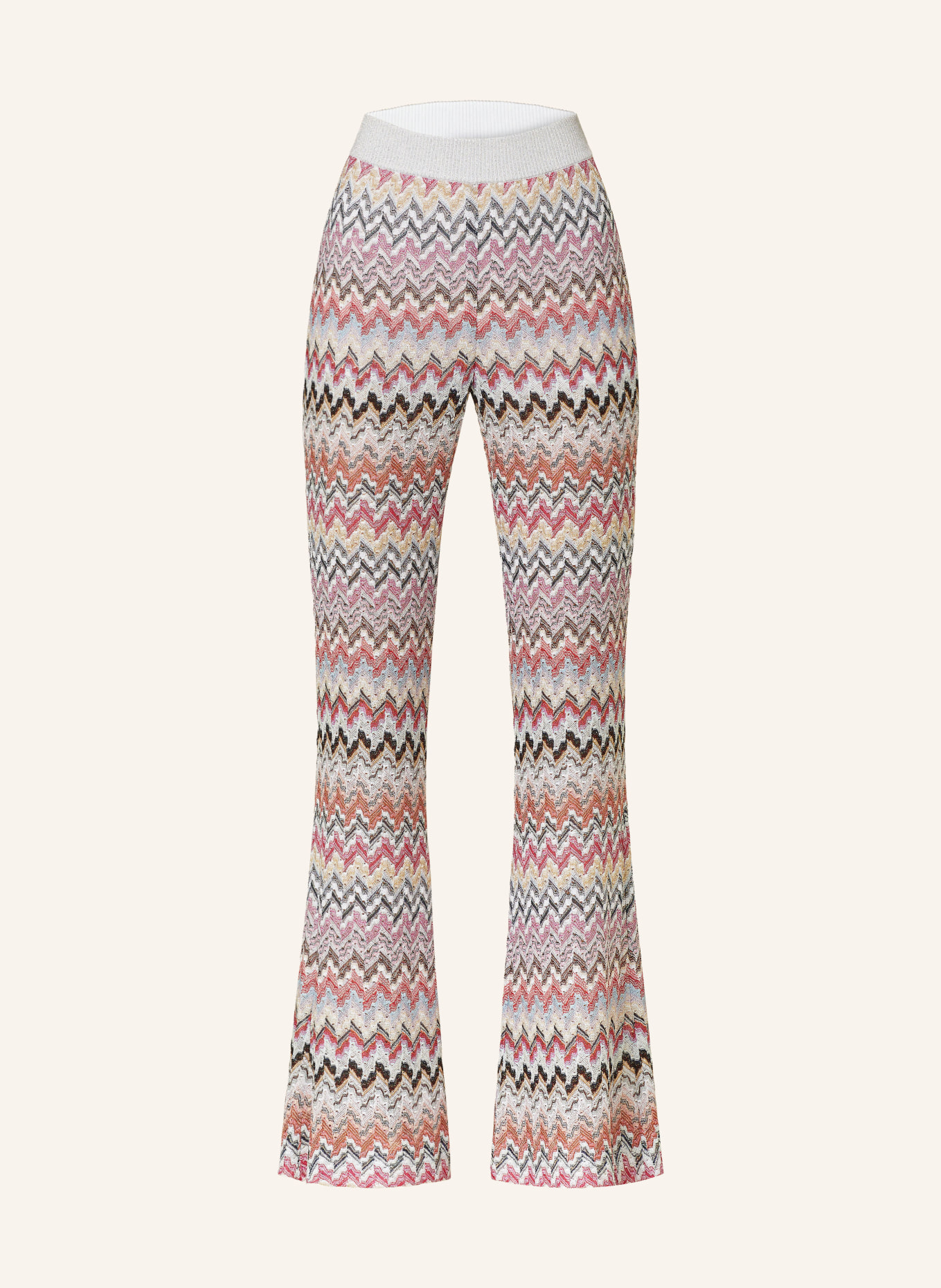 MISSONI Knit trousers with glitter thread, Color: SILVER/ BLACK/ PINK (Image 1)