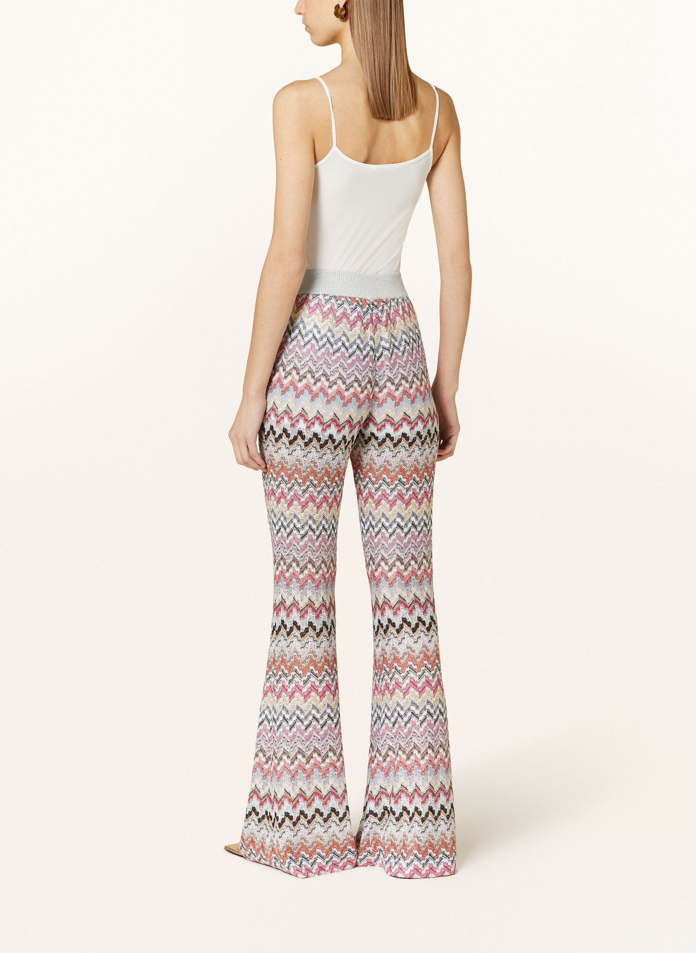 MISSONI Knit trousers with glitter thread, Color: SILVER/ BLACK/ PINK (Image 3)