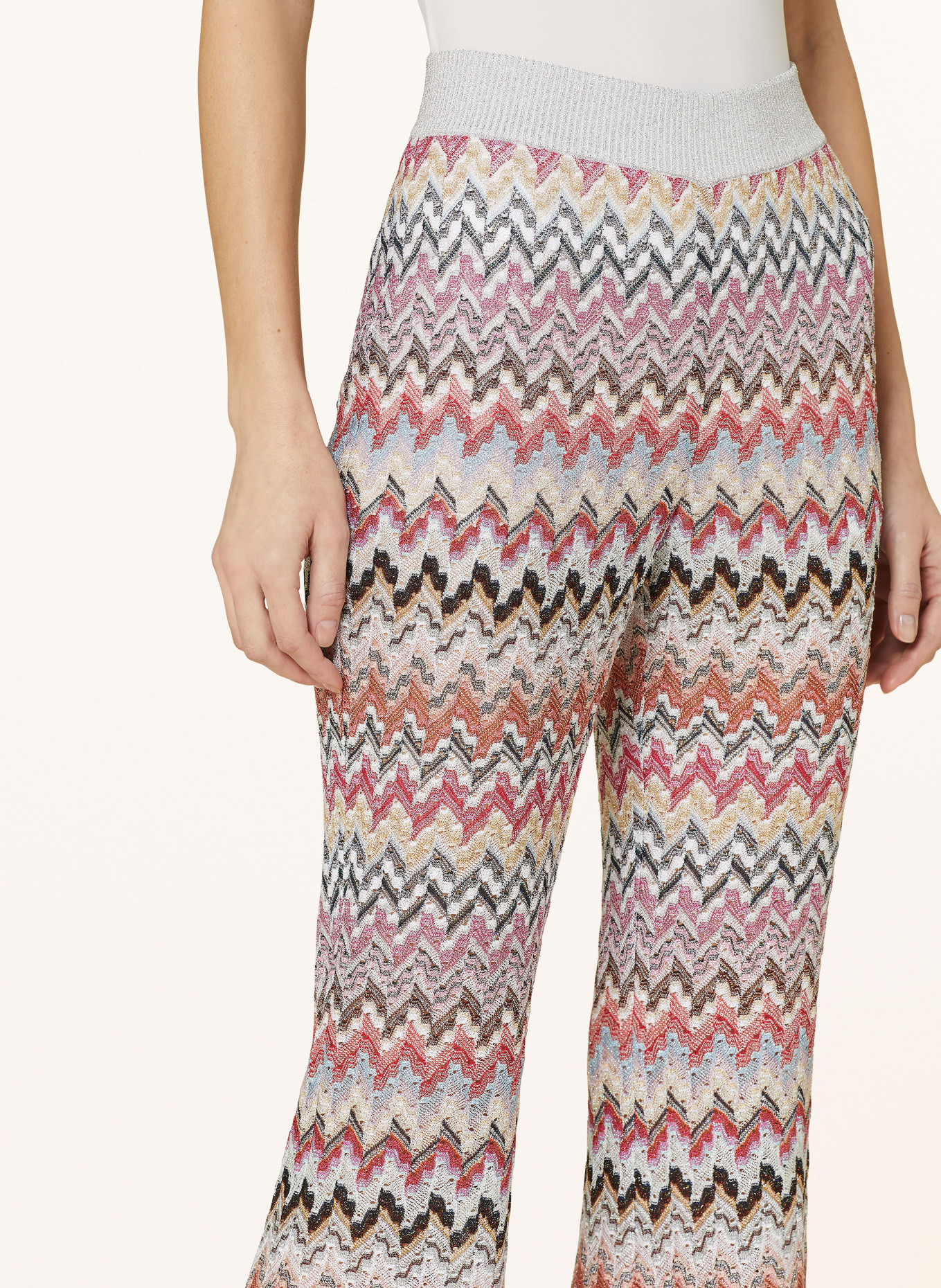 MISSONI Knit trousers with glitter thread, Color: SILVER/ BLACK/ PINK (Image 5)