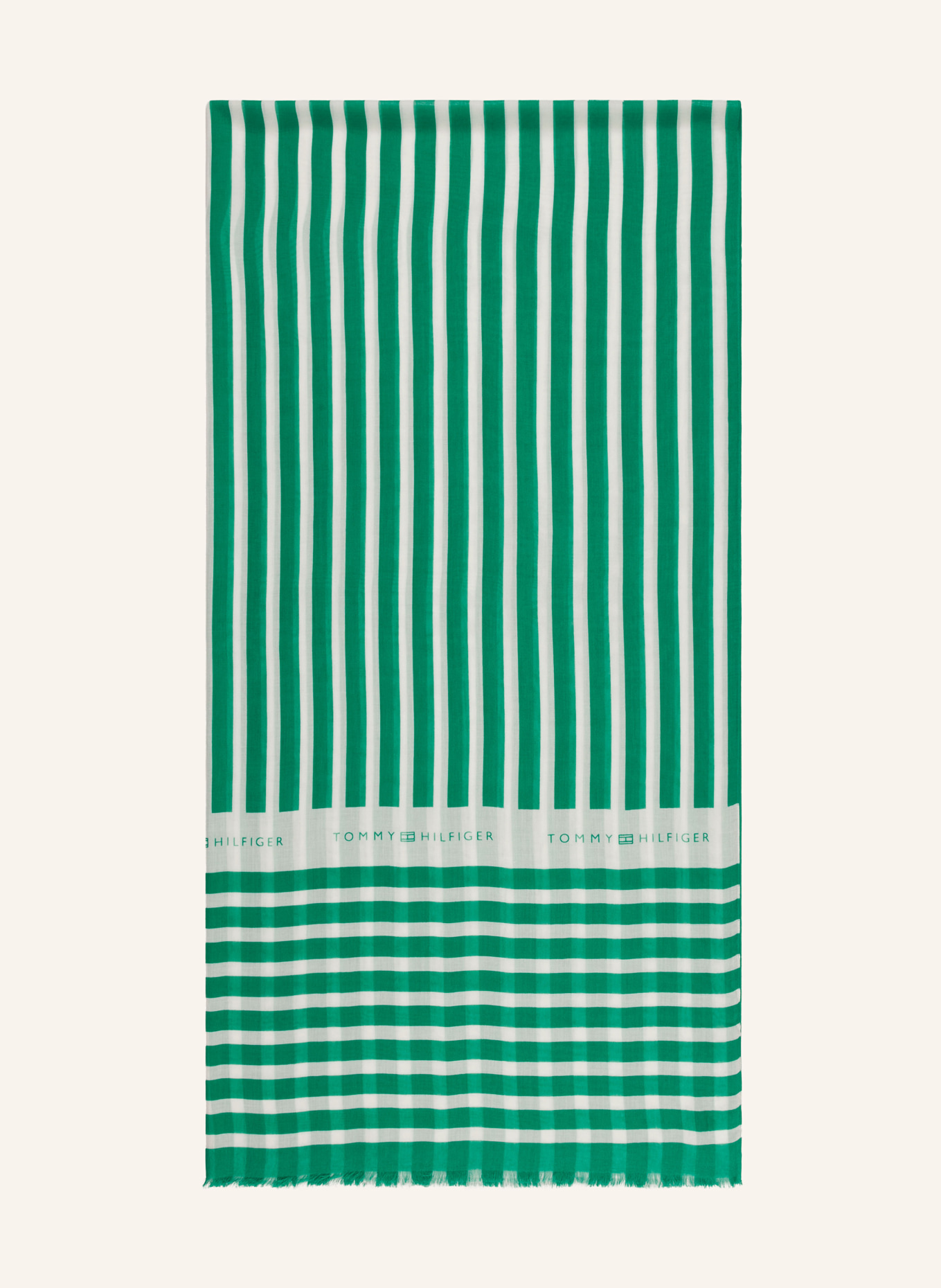 TOMMY HILFIGER Scarf ESSENTIAL, Color: GREEN/ WHITE (Image 1)