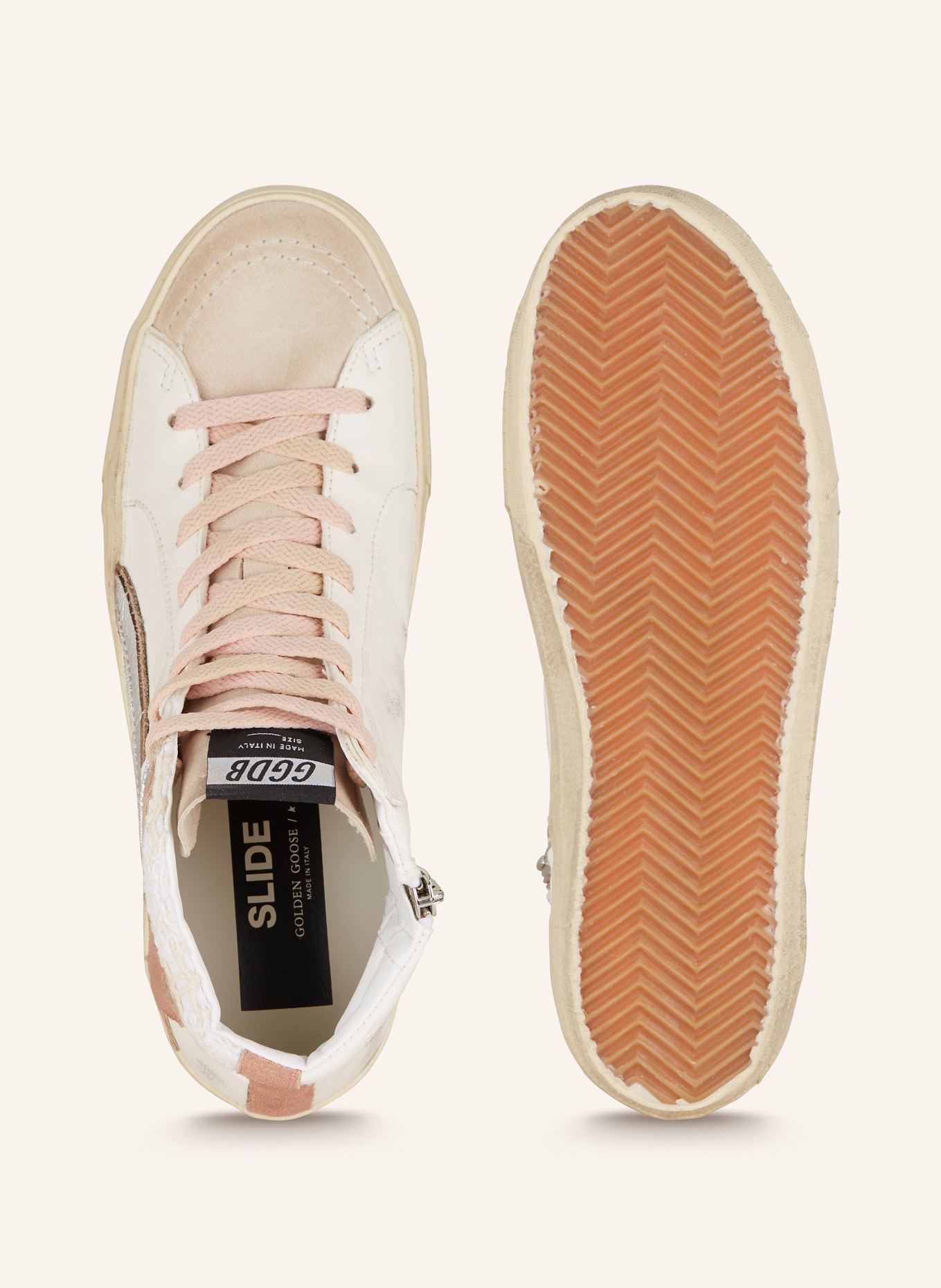 GOLDEN GOOSE High-top sneakers SLIDE, Color: WHITE/ DUSKY PINK/ ROSE (Image 6)
