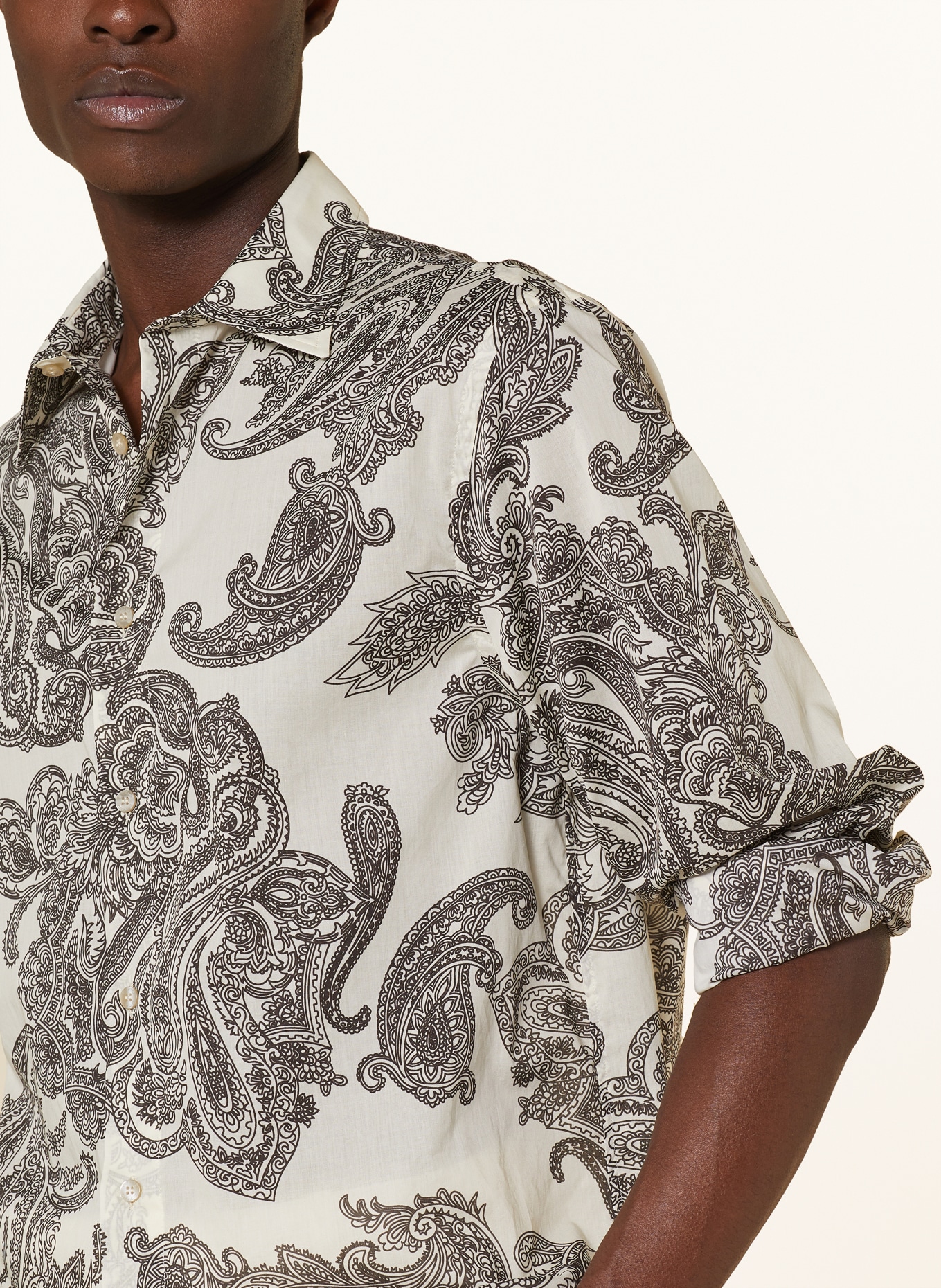 ETRO Shirt comfort fit, Color: ECRU/ DARK BROWN (Image 4)