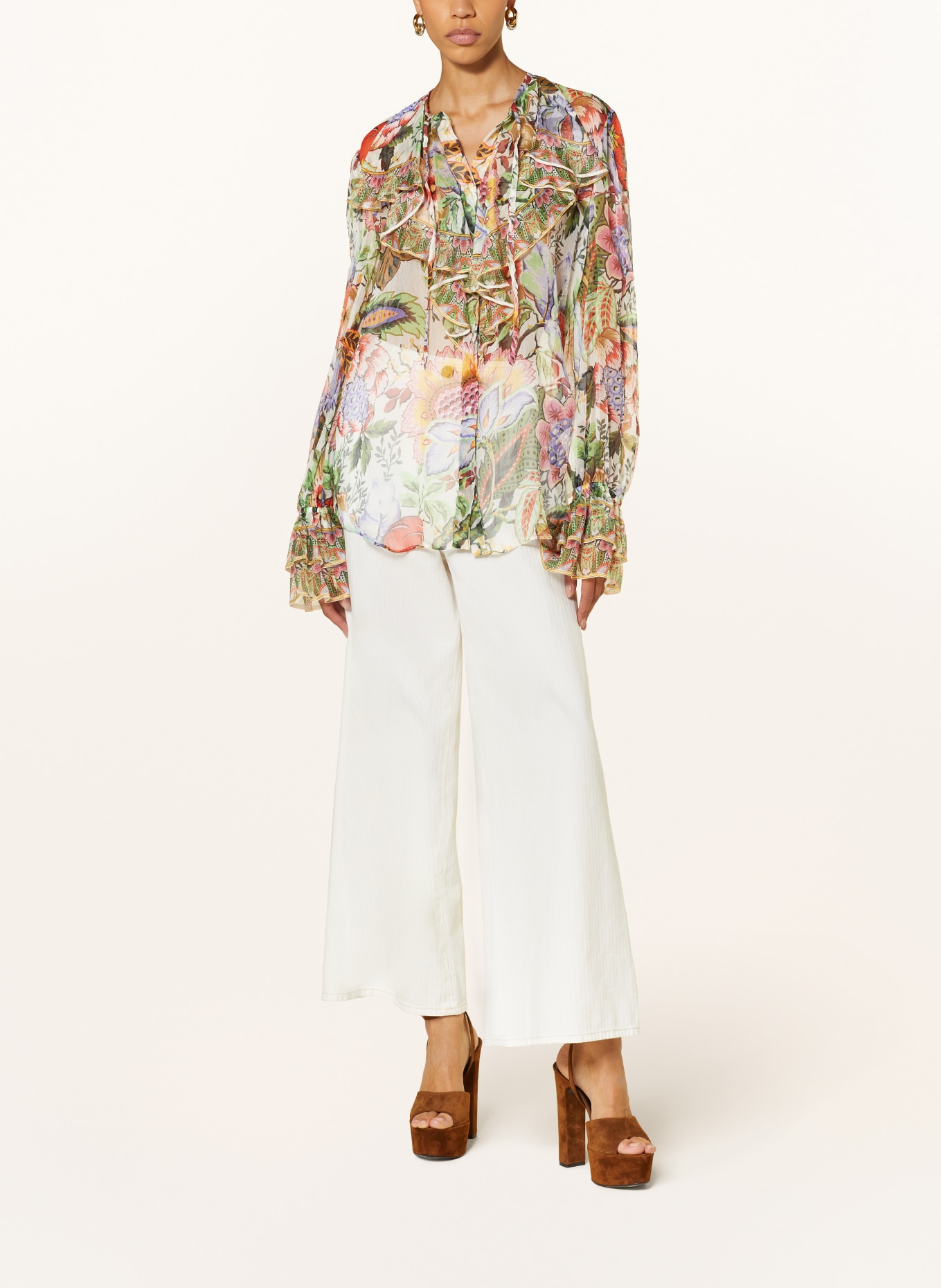 ETRO Silk blouse, Color: CREAM/ LIGHT GREEN/ ORANGE (Image 2)
