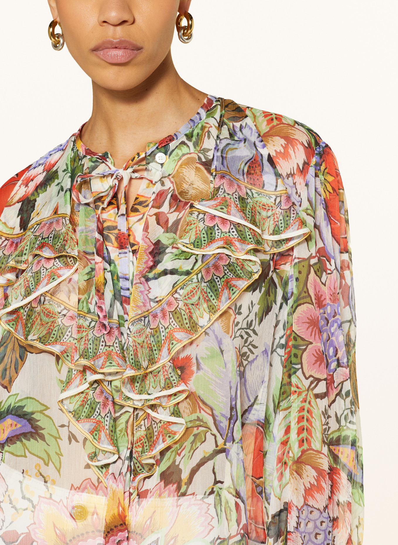 ETRO Silk blouse, Color: CREAM/ LIGHT GREEN/ ORANGE (Image 4)