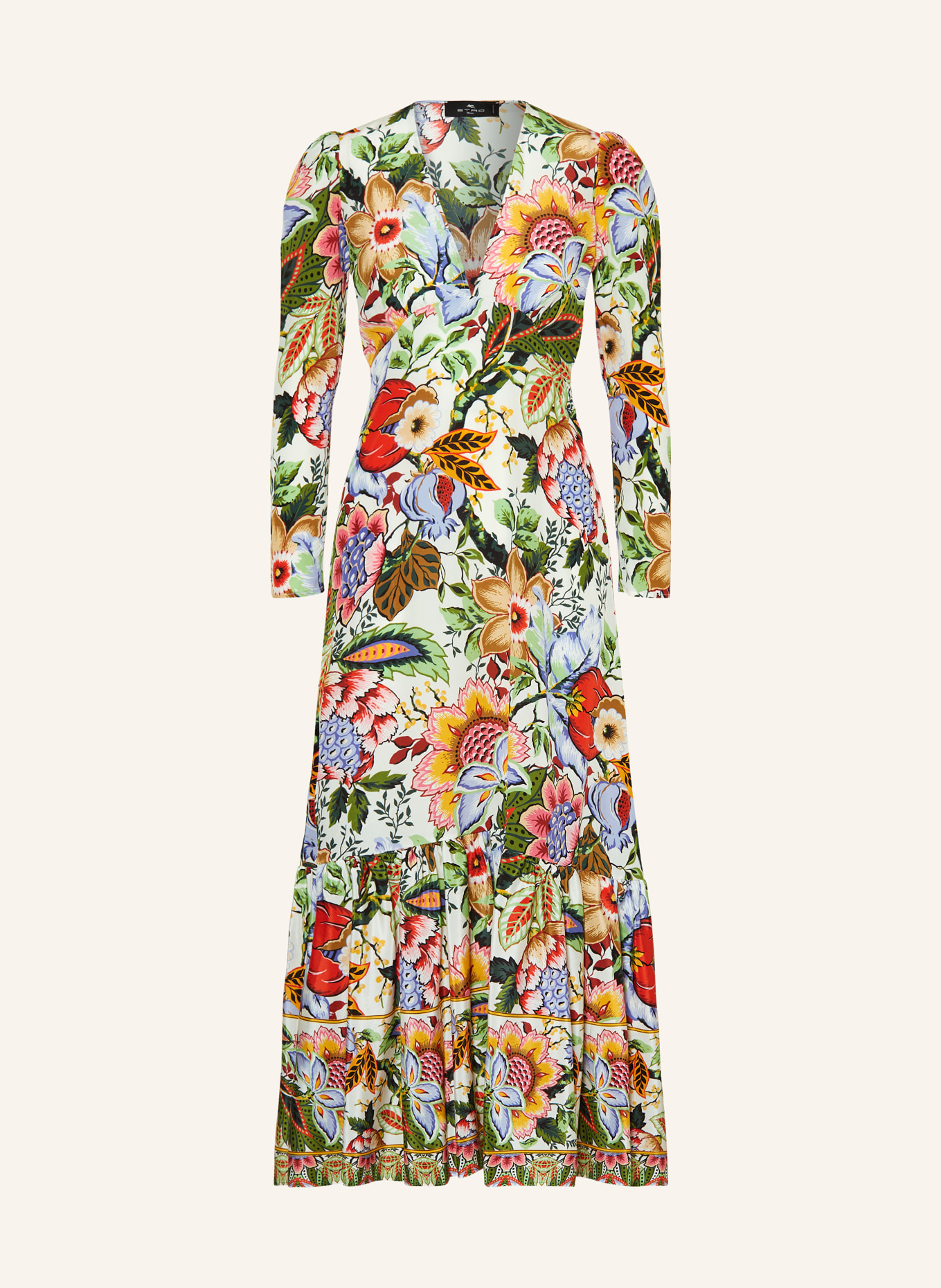 ETRO Silk dress with 3/4 sleeves, Color: WHITE/ GREEN/ RED (Image 1)