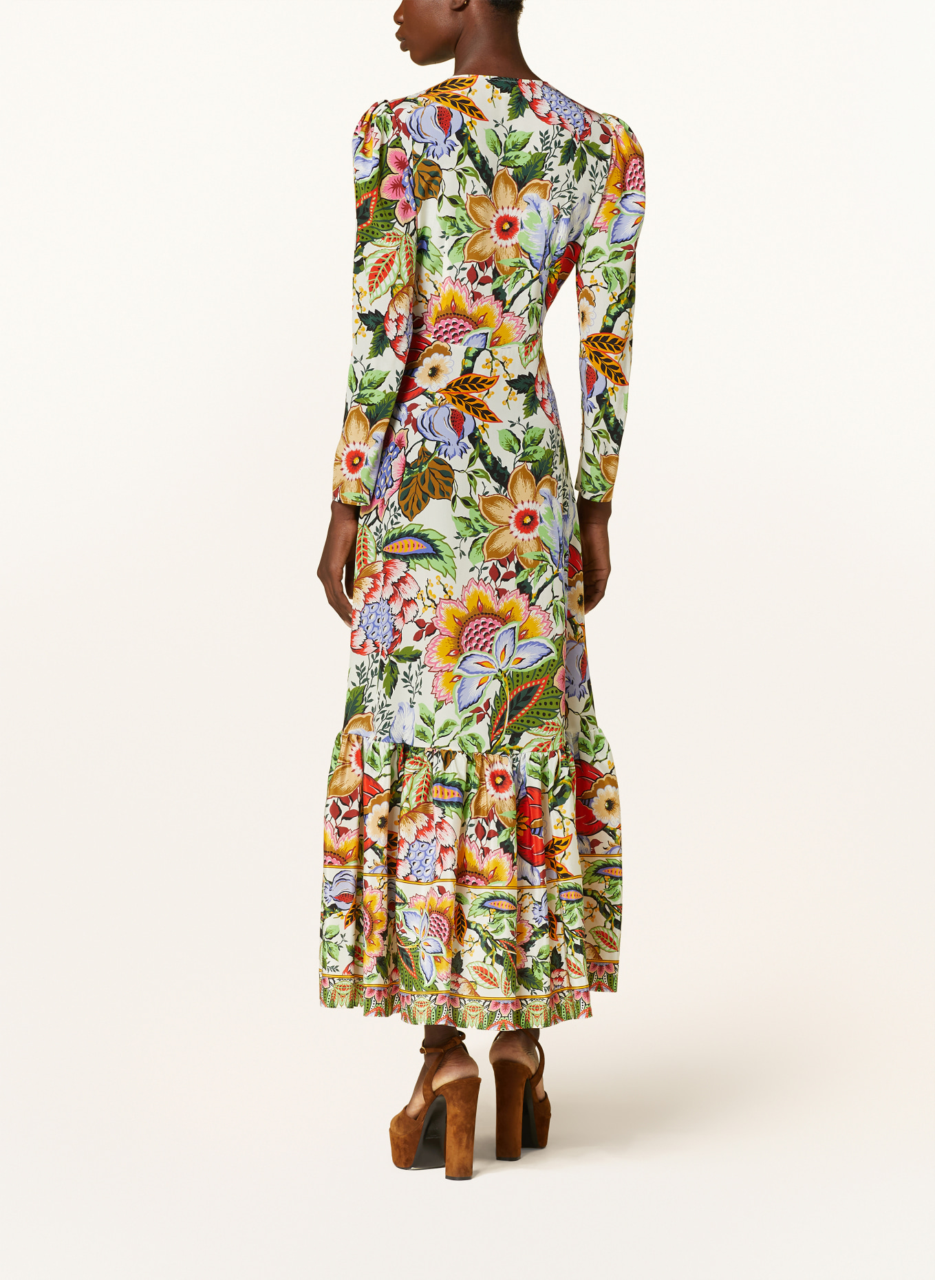 ETRO Silk dress with 3/4 sleeves, Color: WHITE/ GREEN/ RED (Image 3)