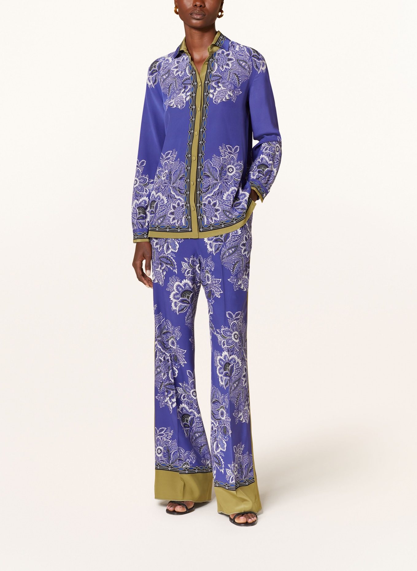 ETRO Silk pants, Color: BLUE/ WHITE/ KHAKI (Image 2)