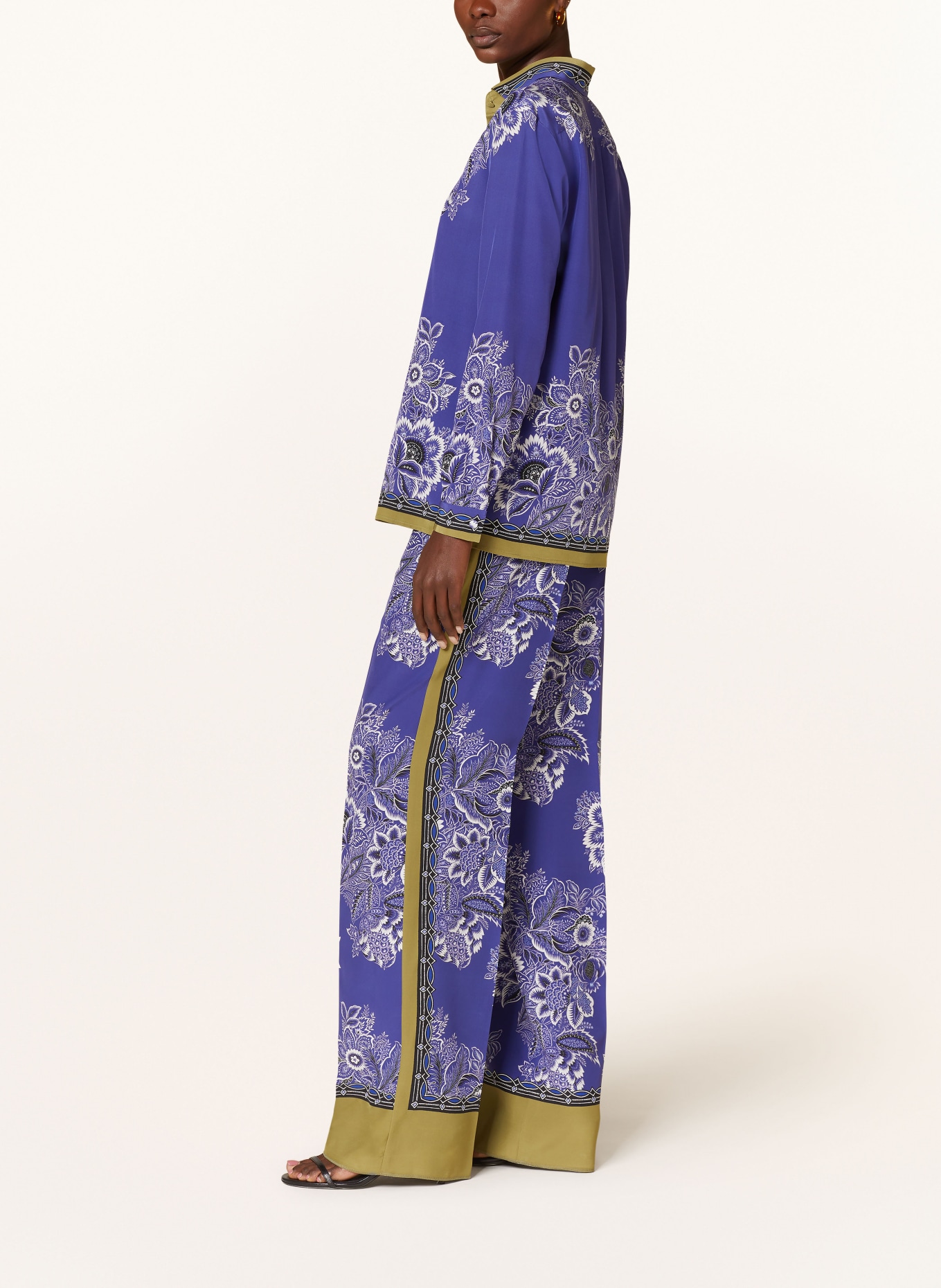 ETRO Silk pants, Color: BLUE/ WHITE/ KHAKI (Image 4)