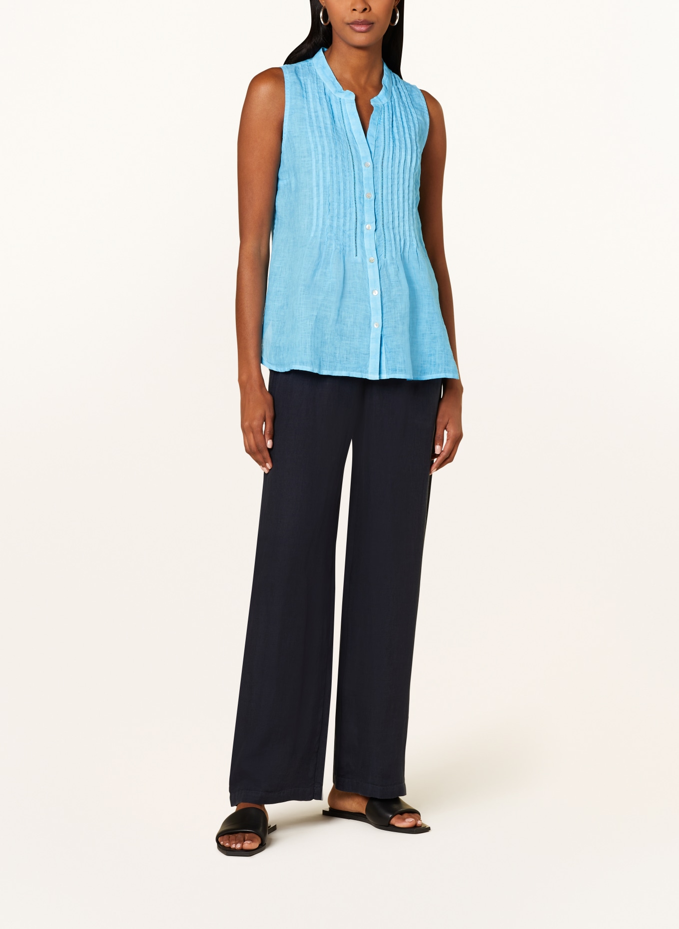 120%lino Spodnie z lnu: GRANATOWY