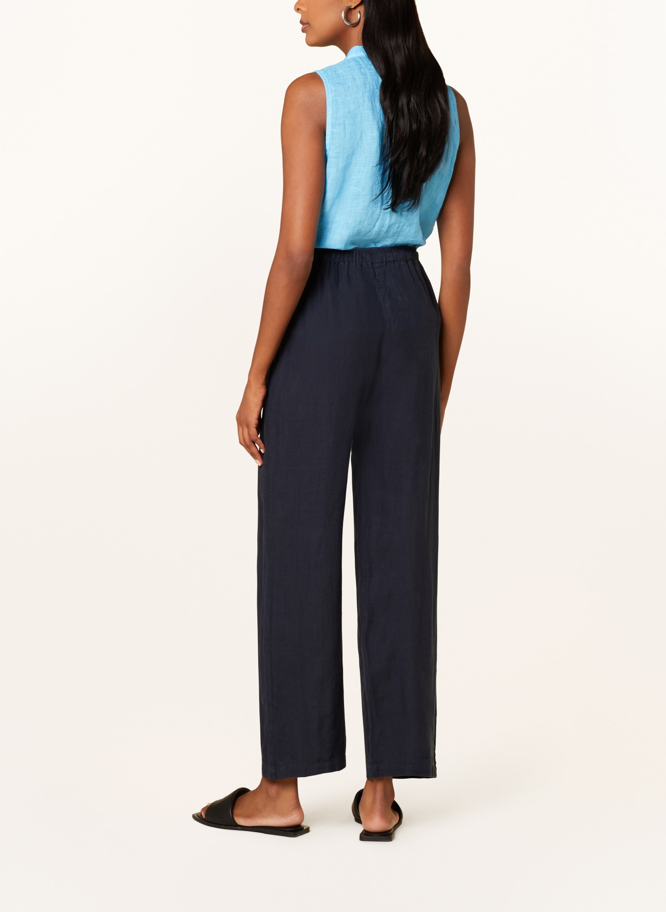 120%lino Spodnie z lnu: GRANATOWY