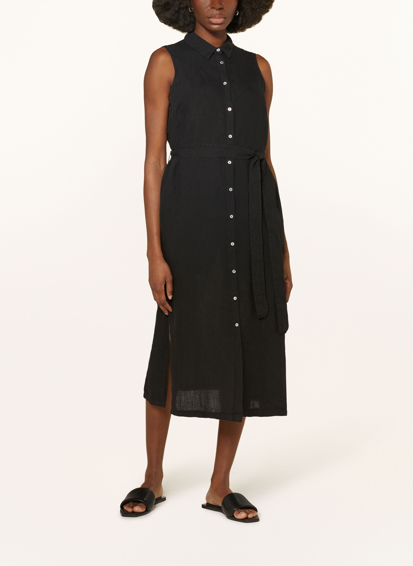 120%lino Shirt dress in linen, Color: BLACK (Image 2)