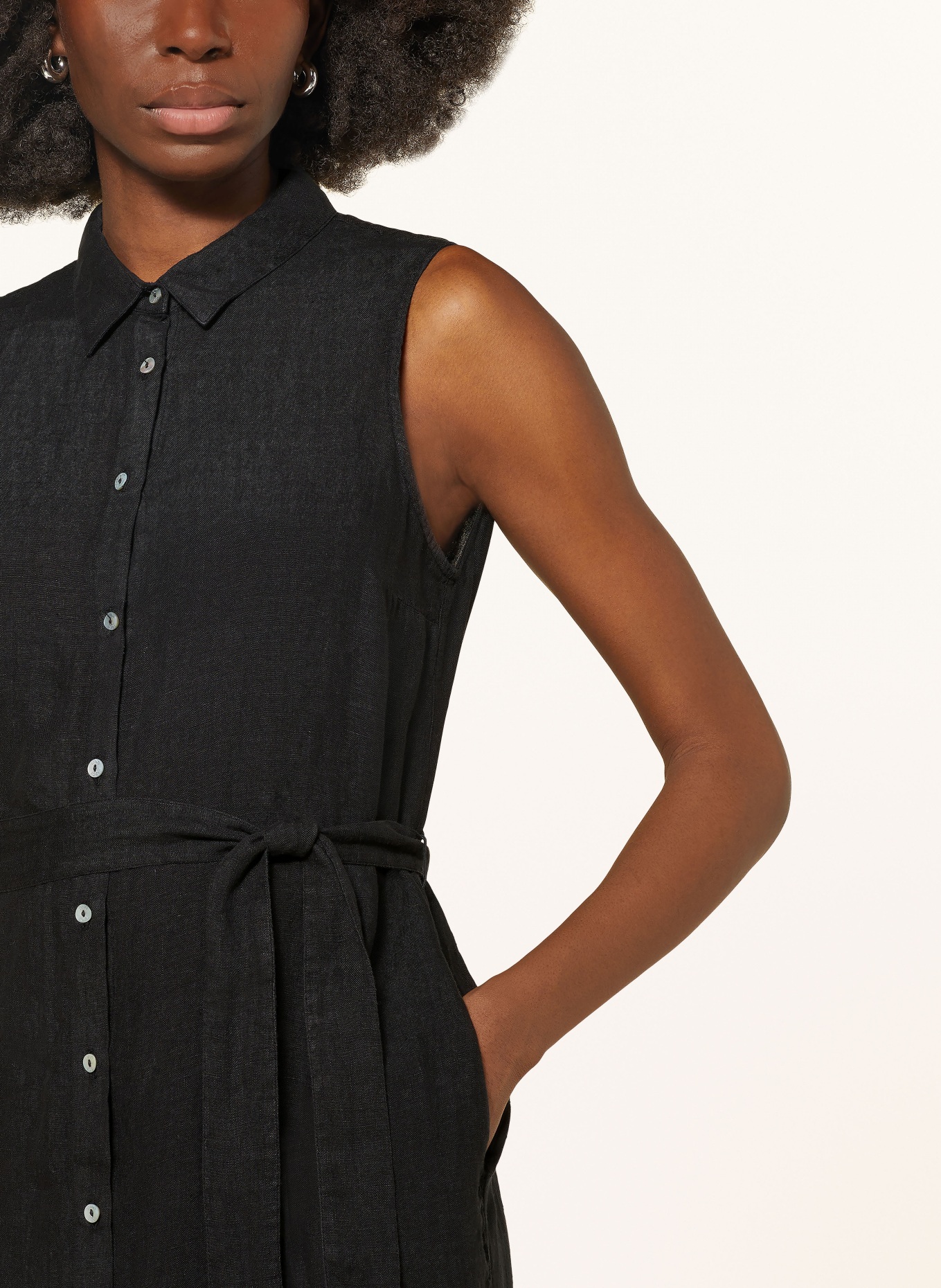 120%lino Shirt dress in linen, Color: BLACK (Image 4)