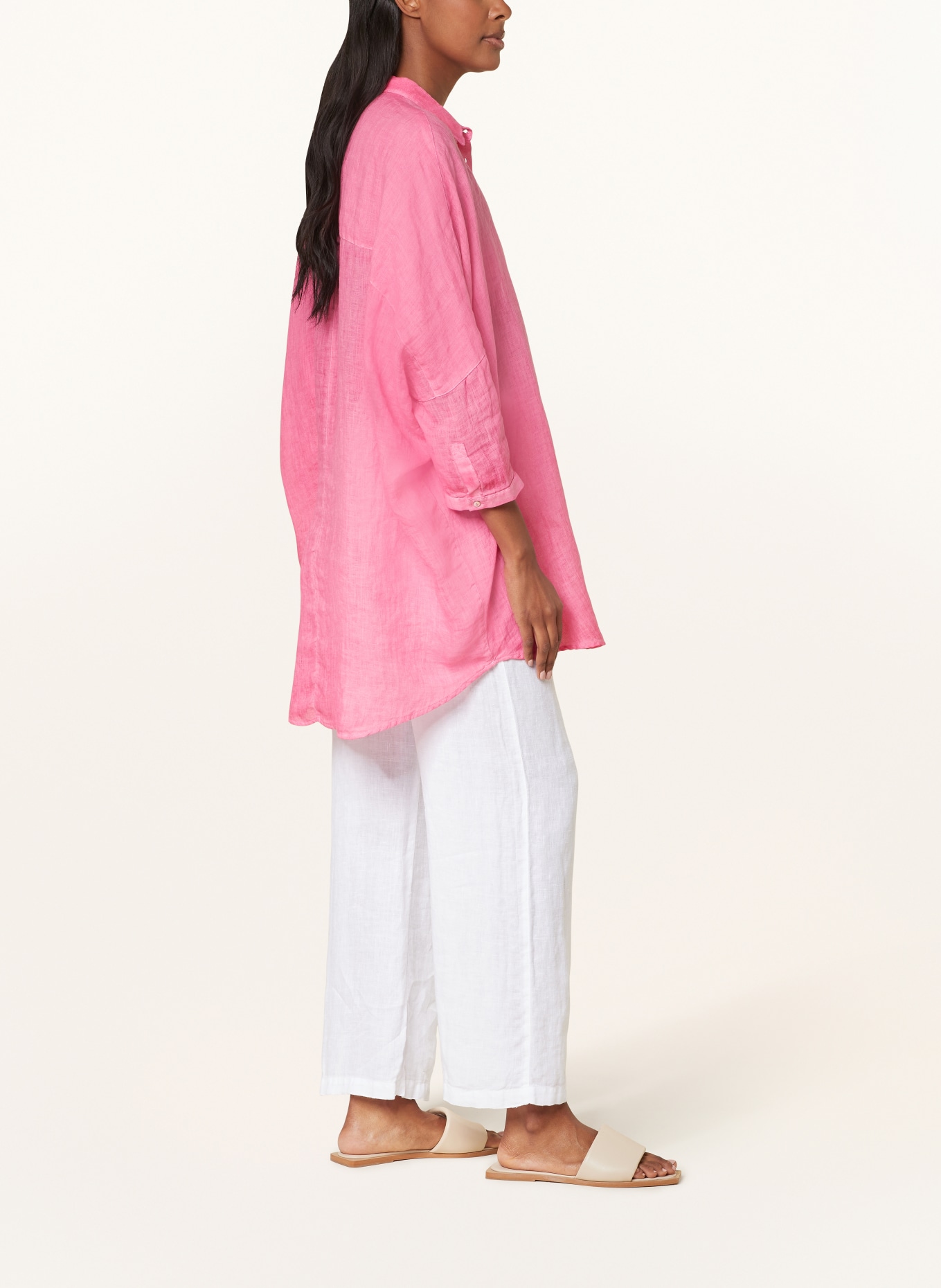 120%lino Wide leg trousers made of linen, Color: WHITE (Image 4)